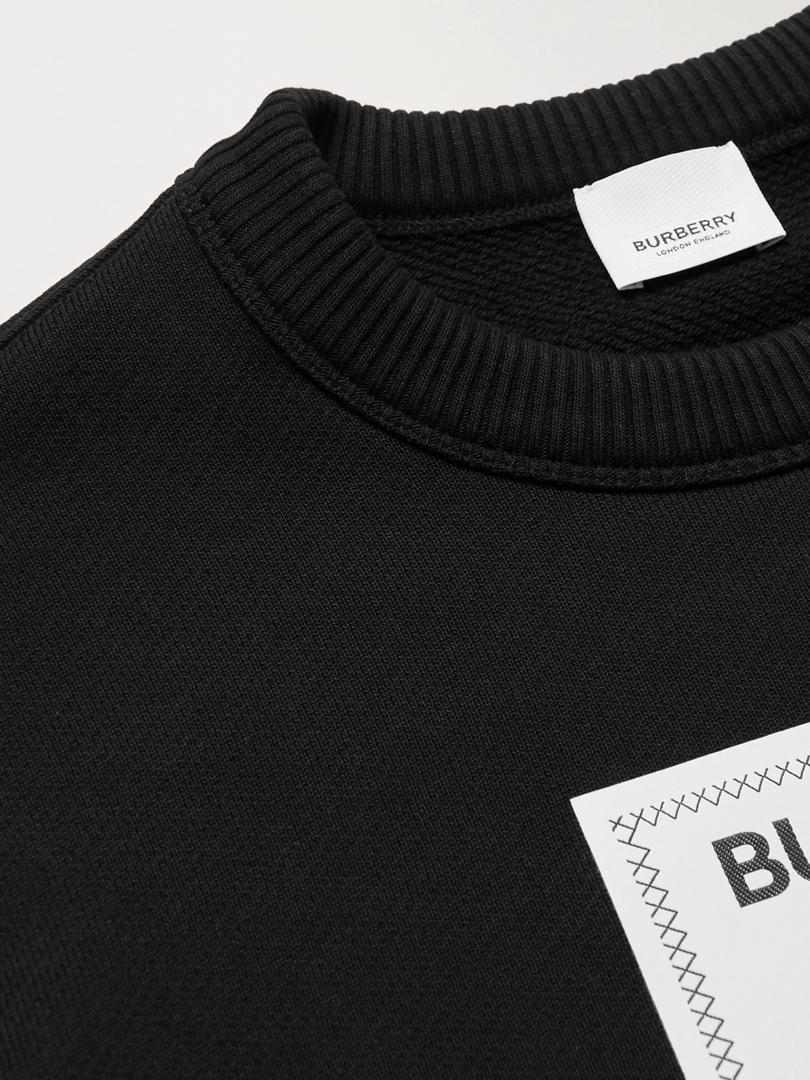 Shop Burberry Logo-appliquéd Cotton-jersey Sweatshirt In Black
