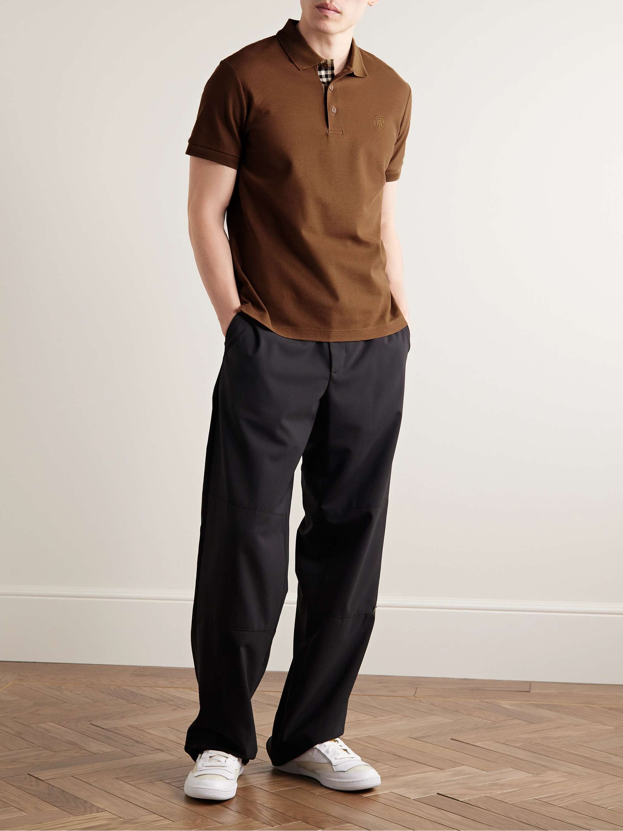 BURBERRY Logo-Embroidered Cotton-Piqué Polo Shirt for Men | MR PORTER