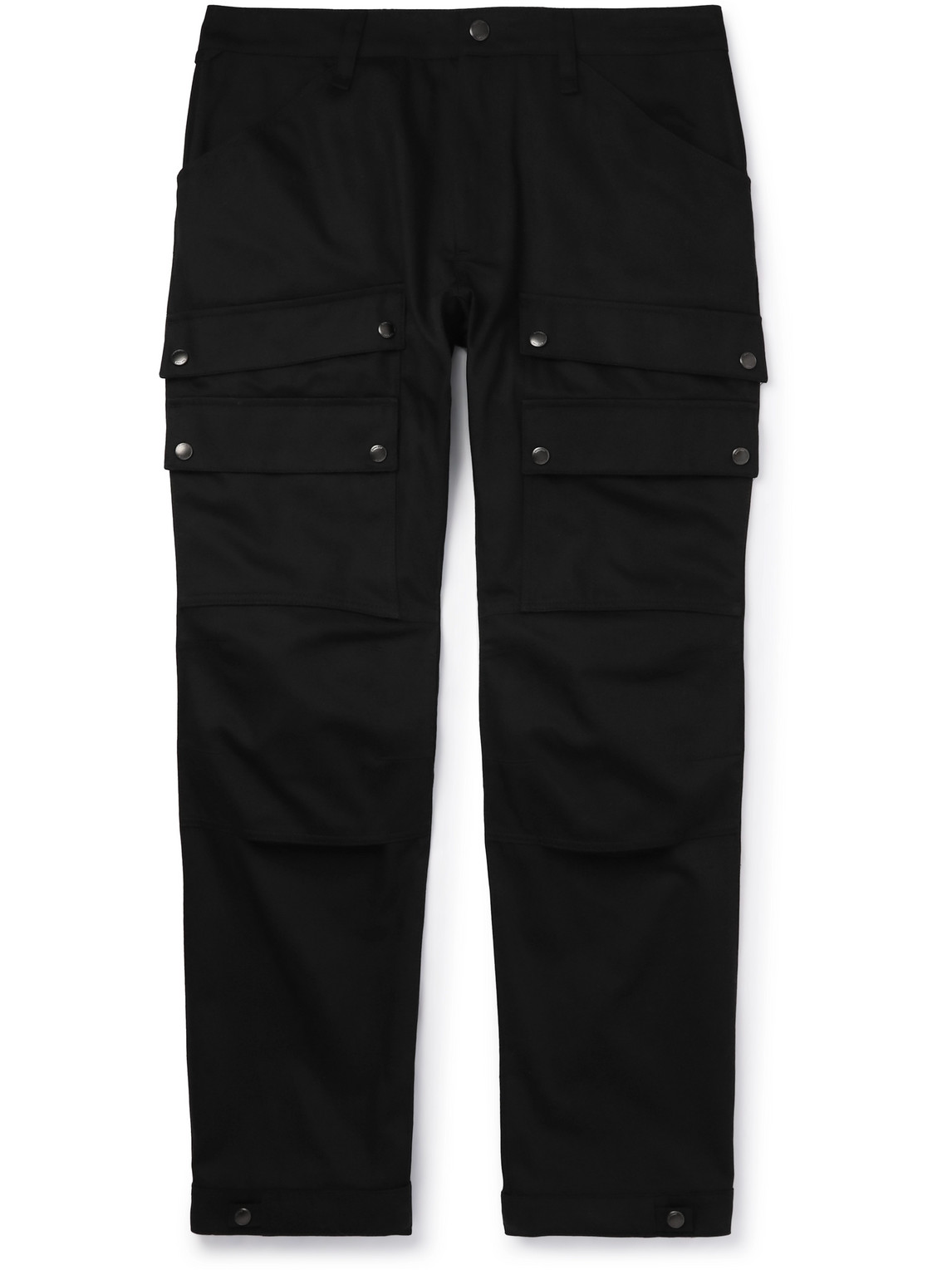 Shop Burberry Carmelo Straight-leg Cotton-twill Cargo Trousers In Black