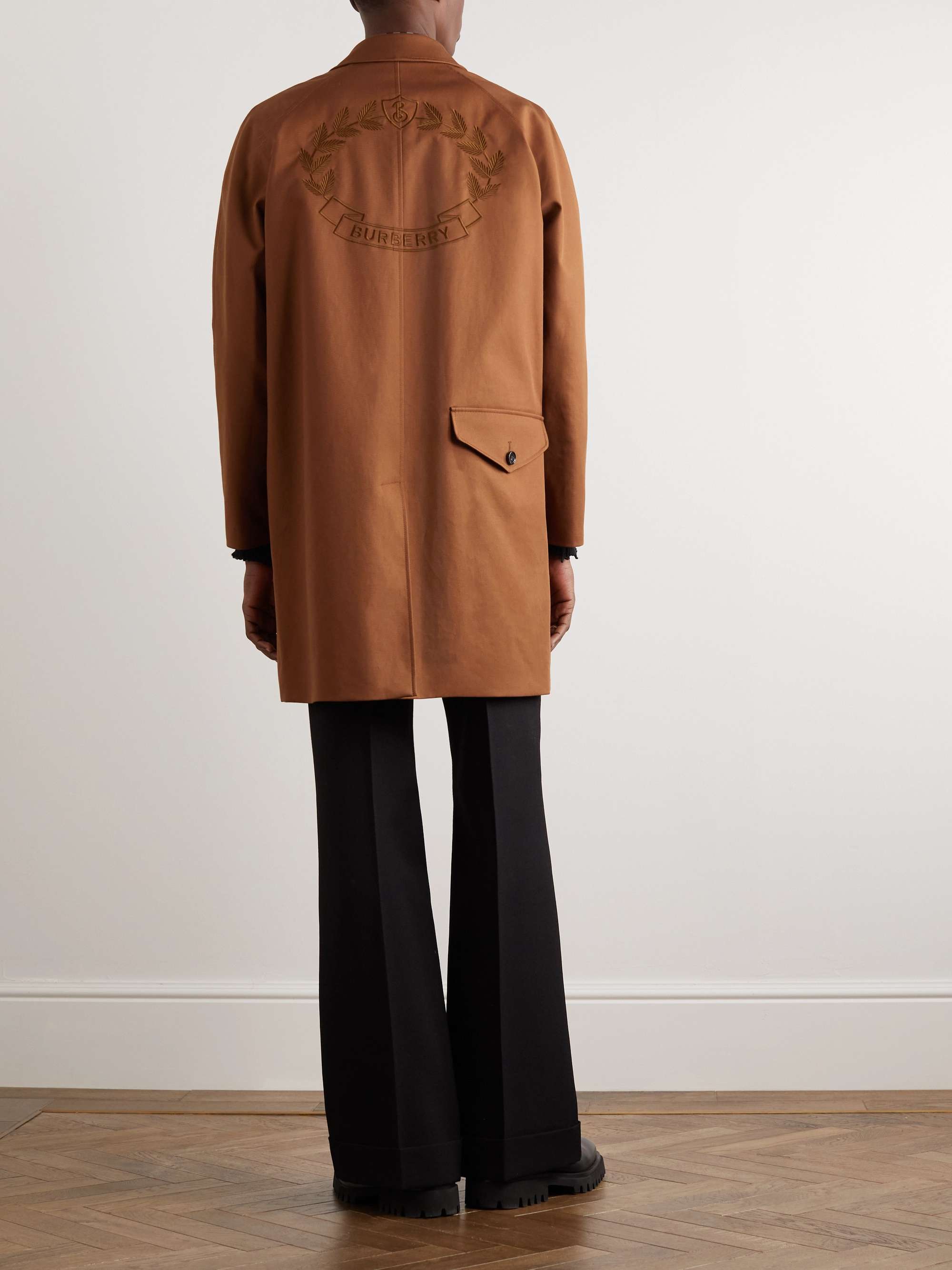 BURBERRY Clapham Logo-Embroidered Cotton-Gabardine Coat