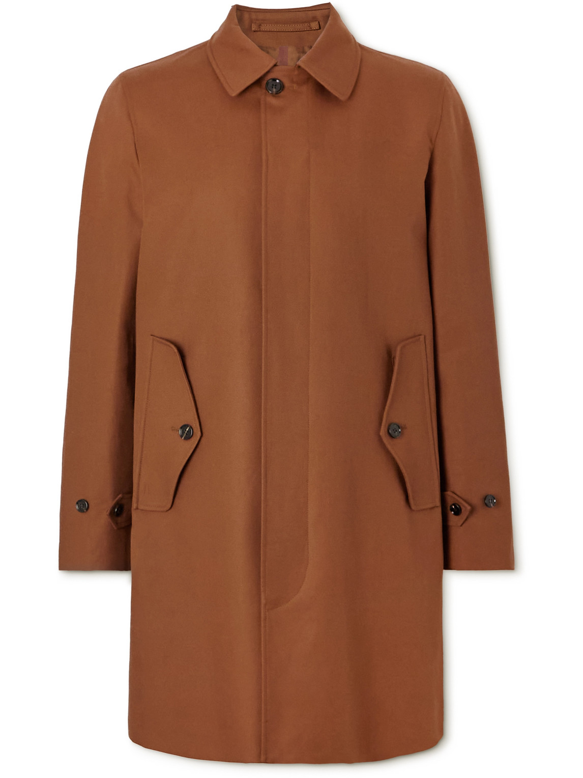 Shop Burberry Clapham Logo-embroidered Cotton-gabardine Coat In Brown