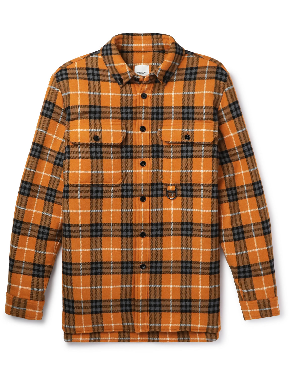 Burberry Wool-cotton Check Overshirt In Orange