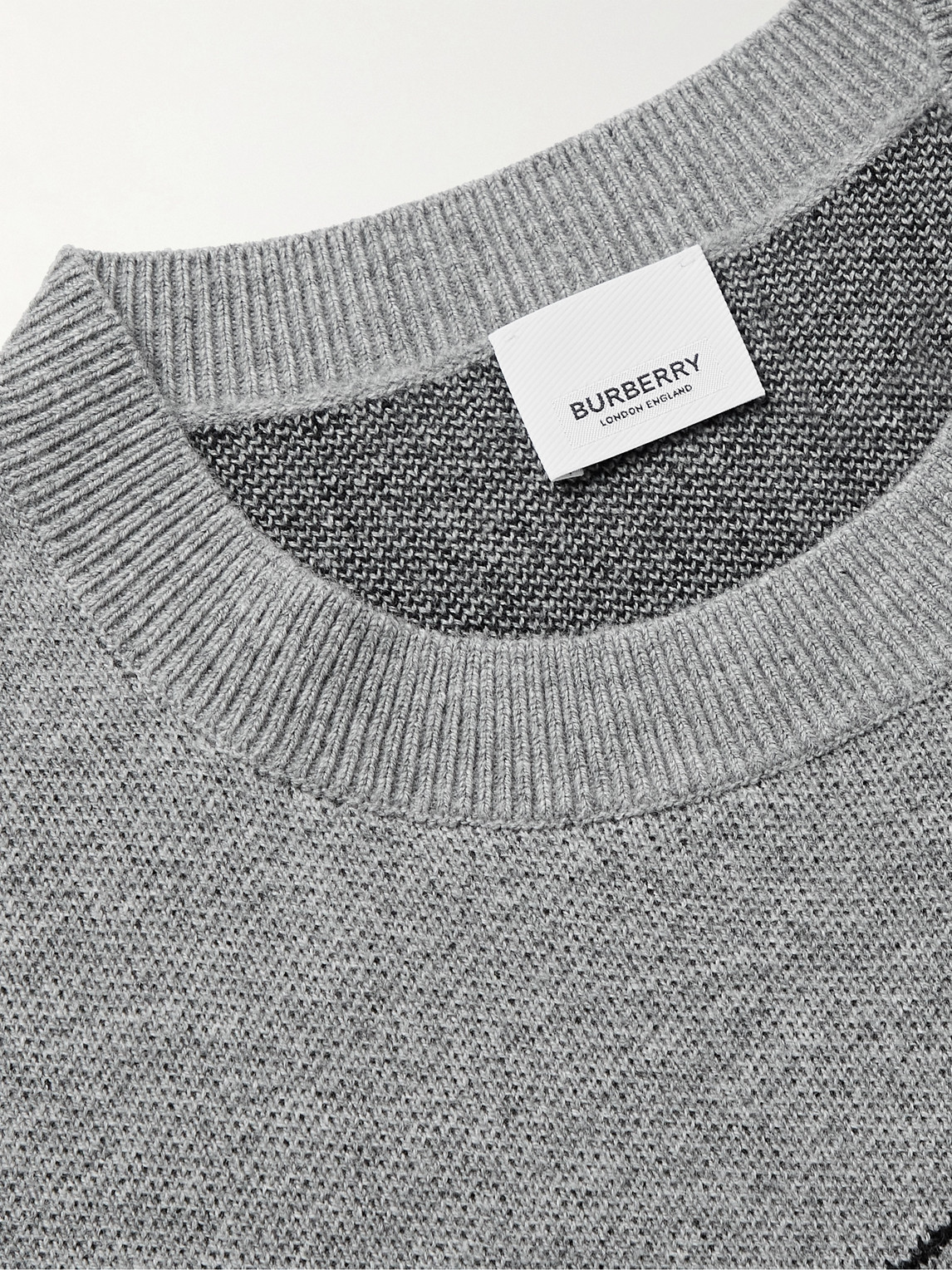 Shop Burberry Logo-jacquard Wool Sweater In Gray