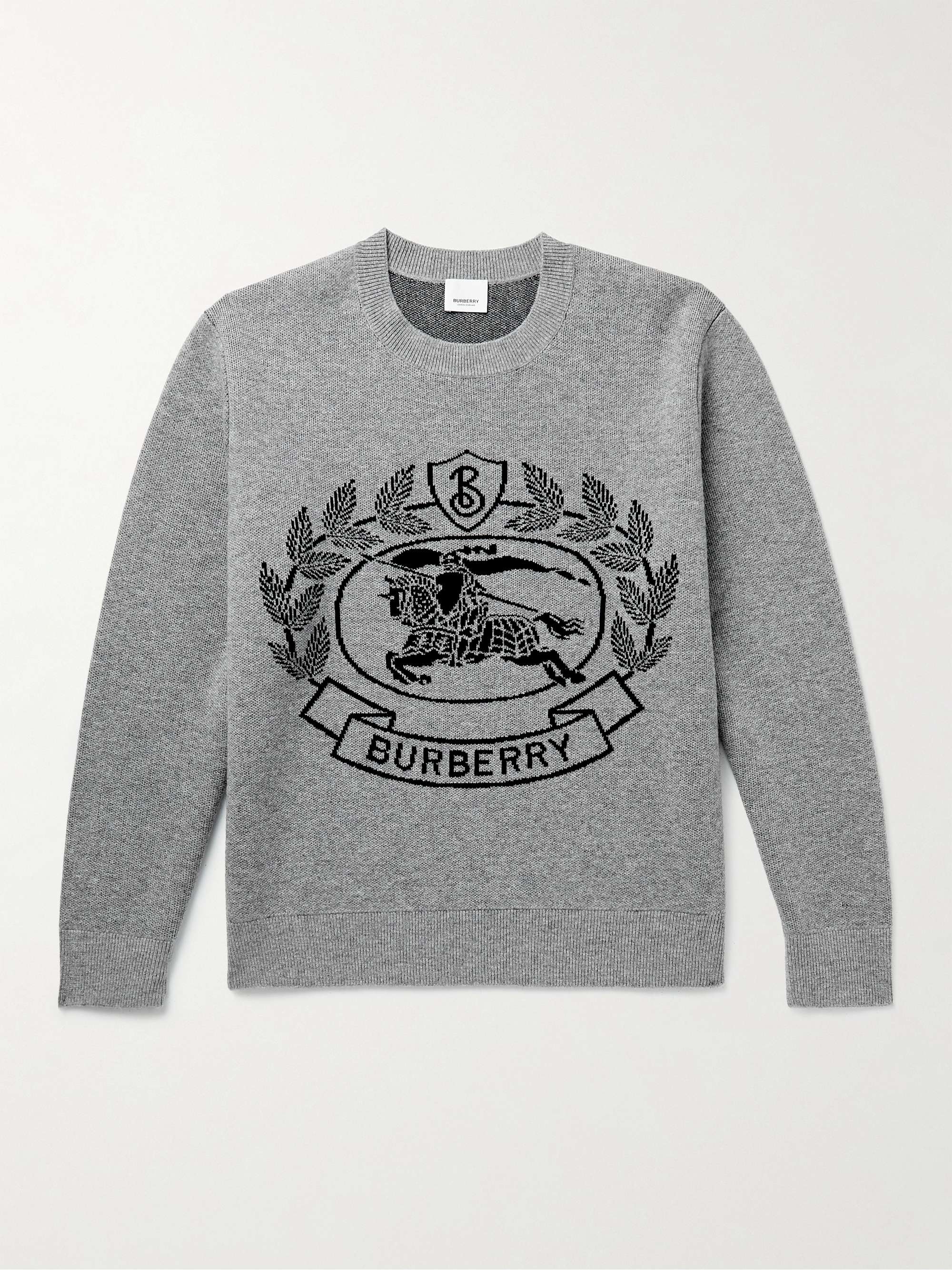 BURBERRY Logo-Jacquard Wool Sweater | MR PORTER