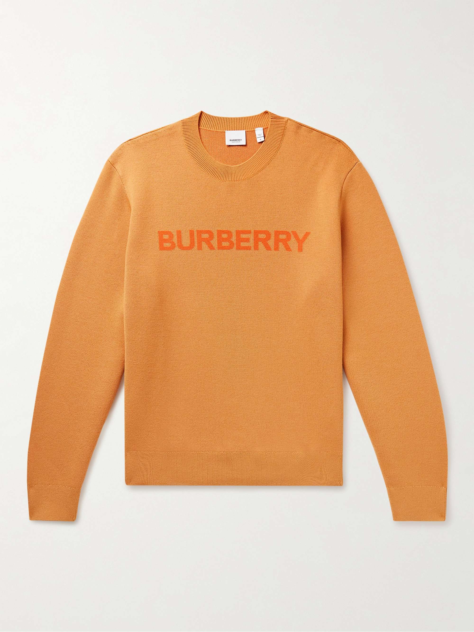 BURBERRY Logo-Intarsia Wool and Cotton-Blend Sweater for Men | MR PORTER