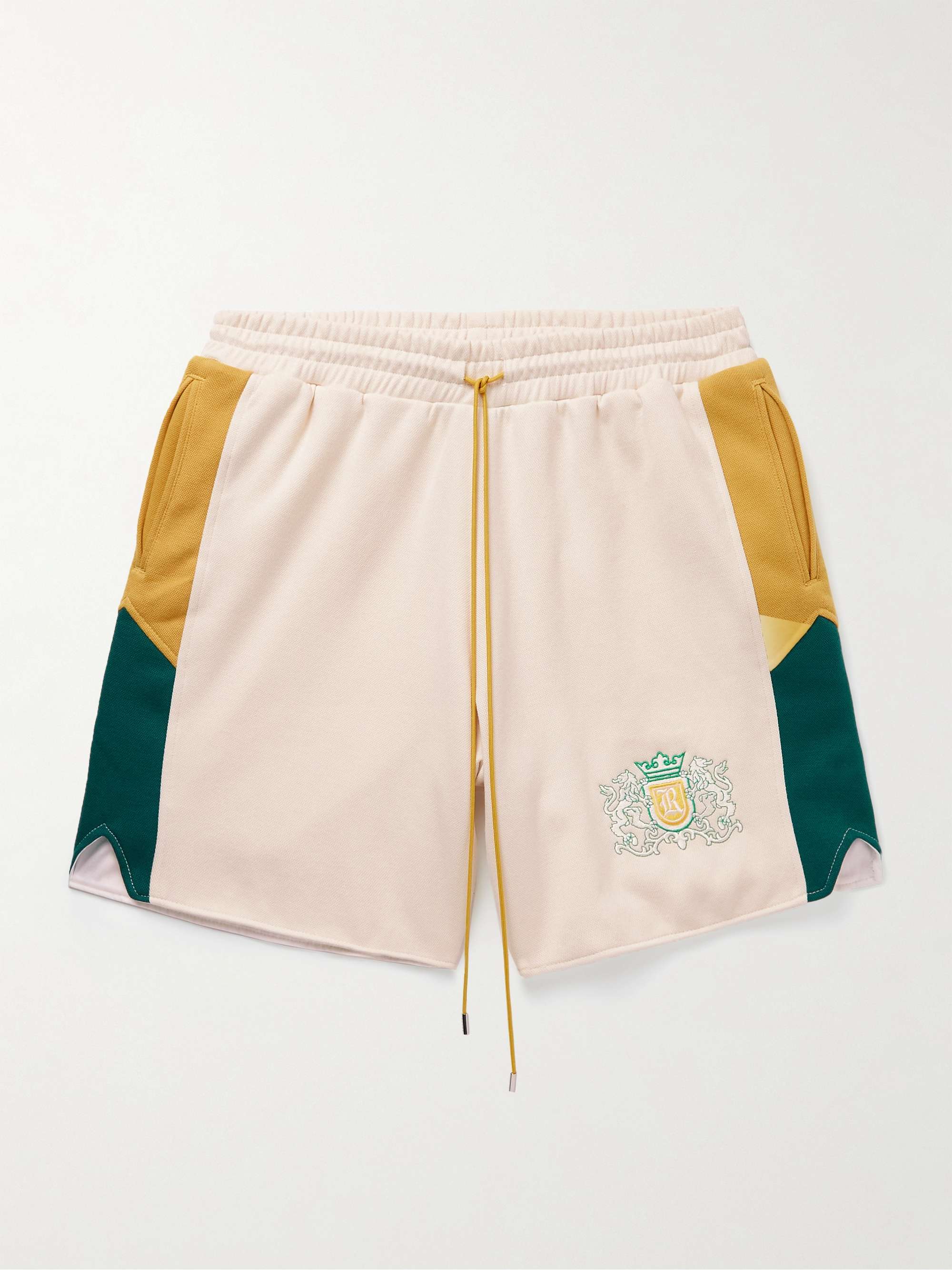 RHUDE Straight-Leg Logo-Embroidered Cotton-Jersey Drawstring Shorts