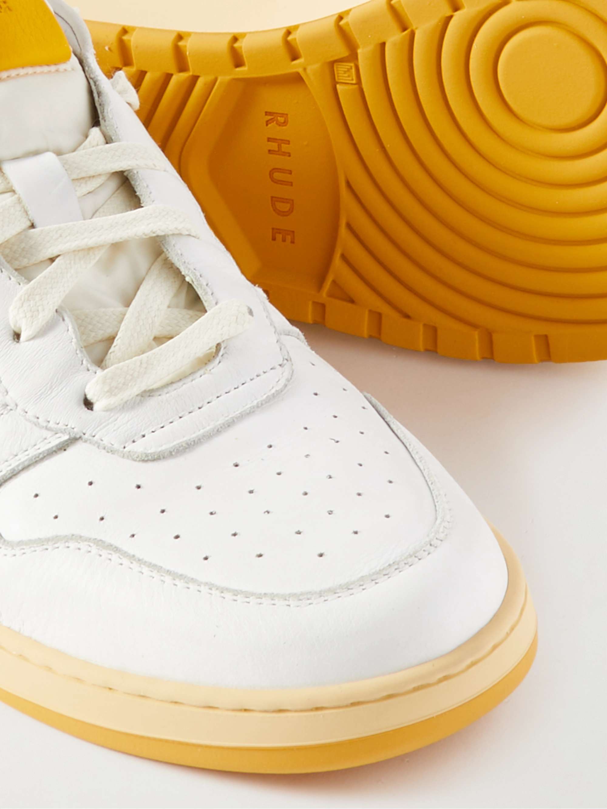 RHUDE Rhecess Colour-Block Distressed Leather Sneakers