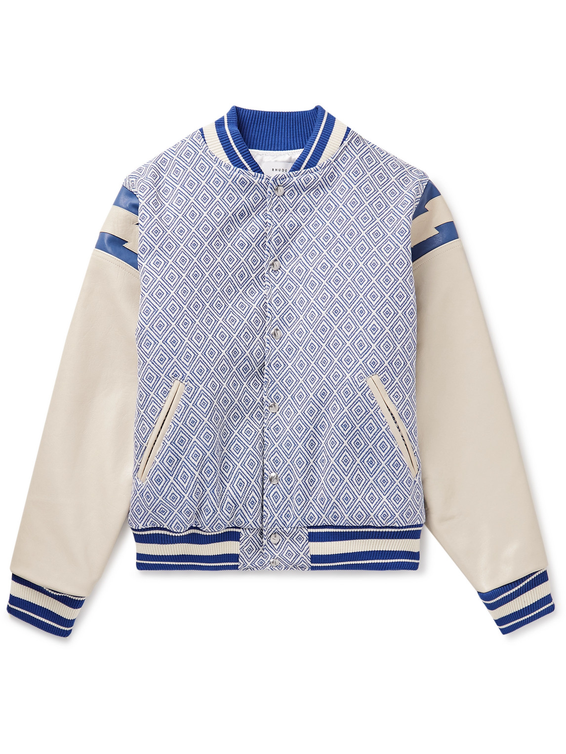 Rhude Jacquared Lightning Bomber Jacket In Blue