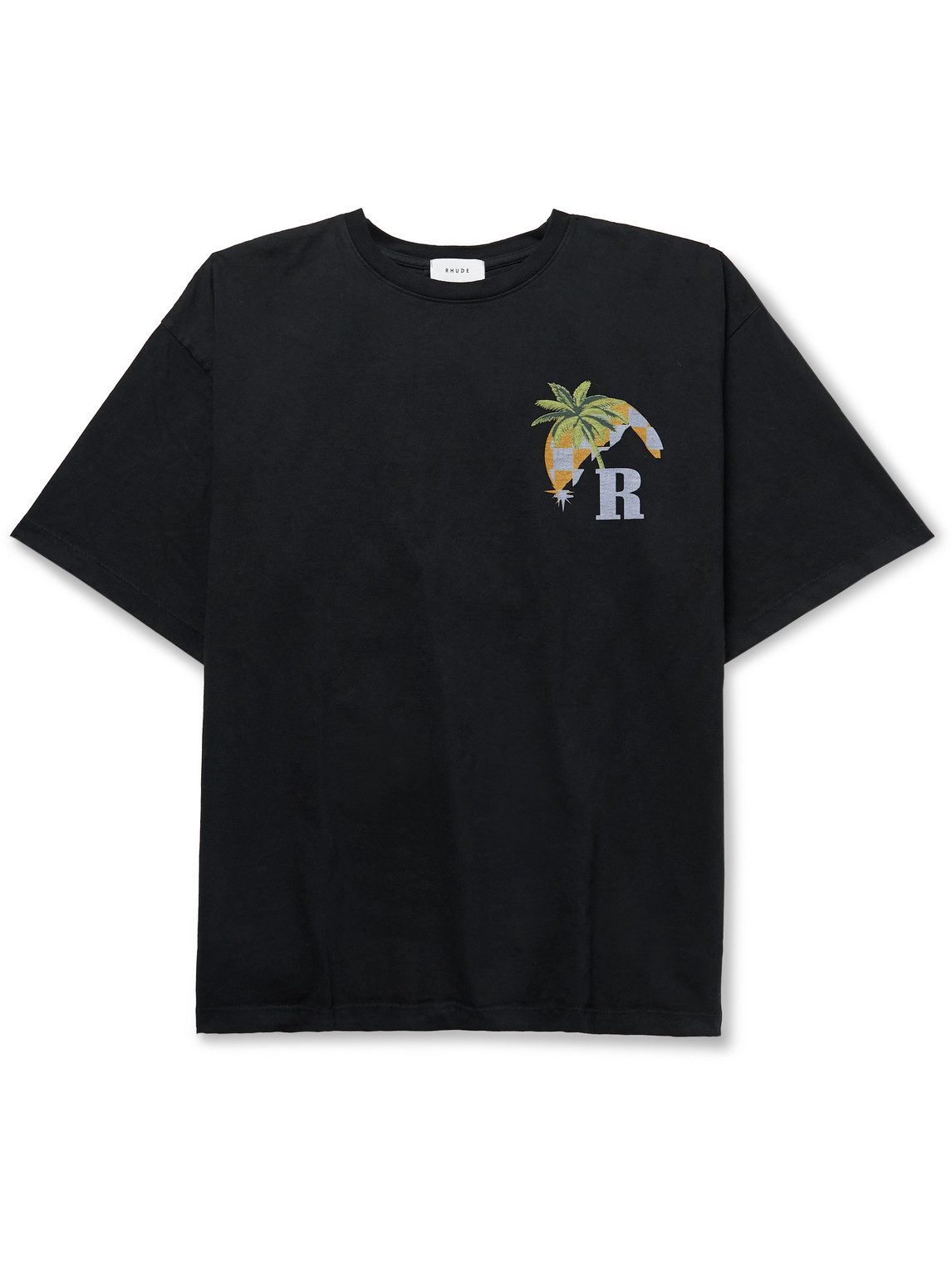 Rhude Moonlight Tropics Logo-print Cotton-jersey T-shirt In Black