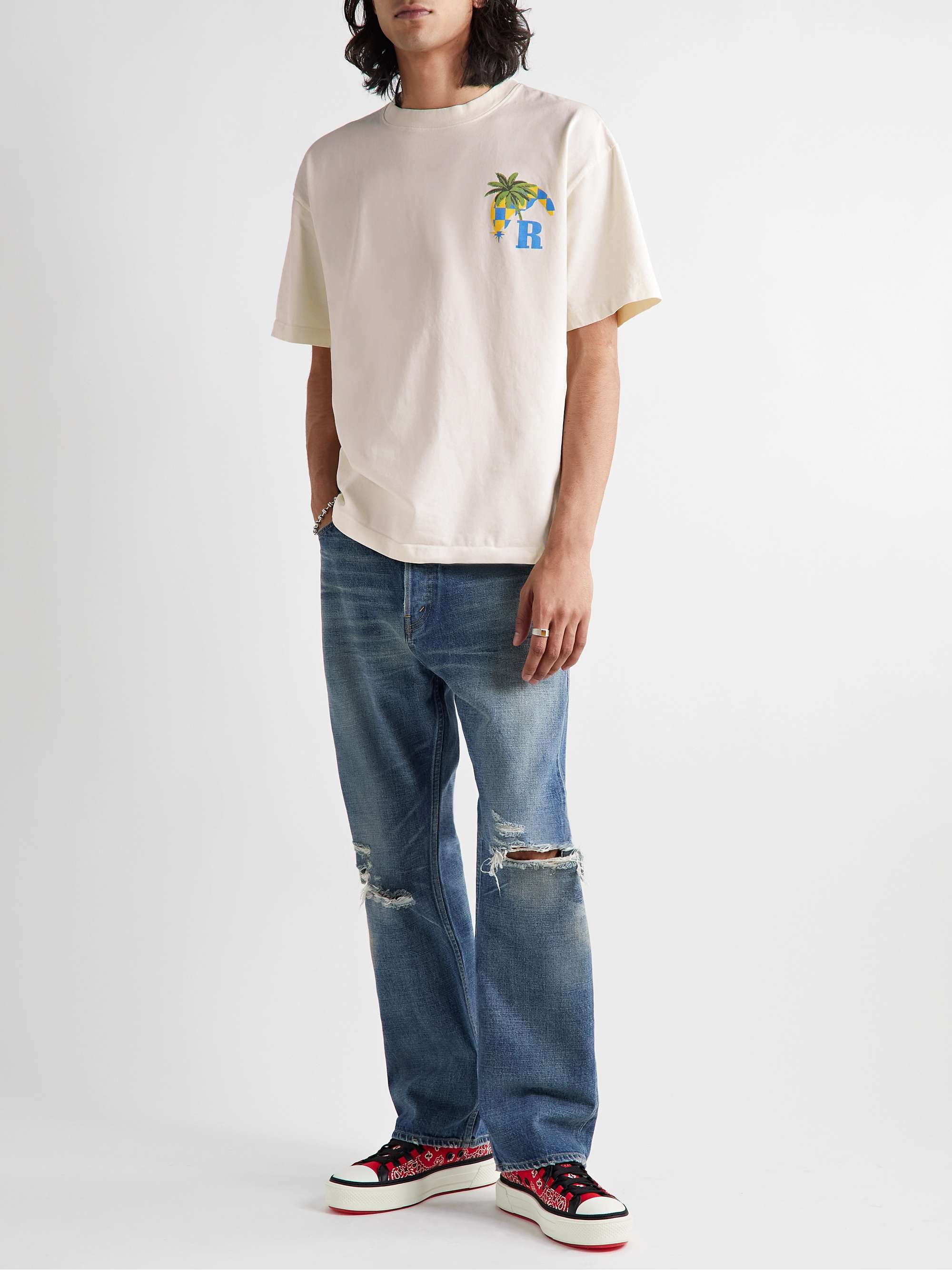 RHUDE Moonlight Tropics Logo-Print Cotton-Jersey T-Shirt