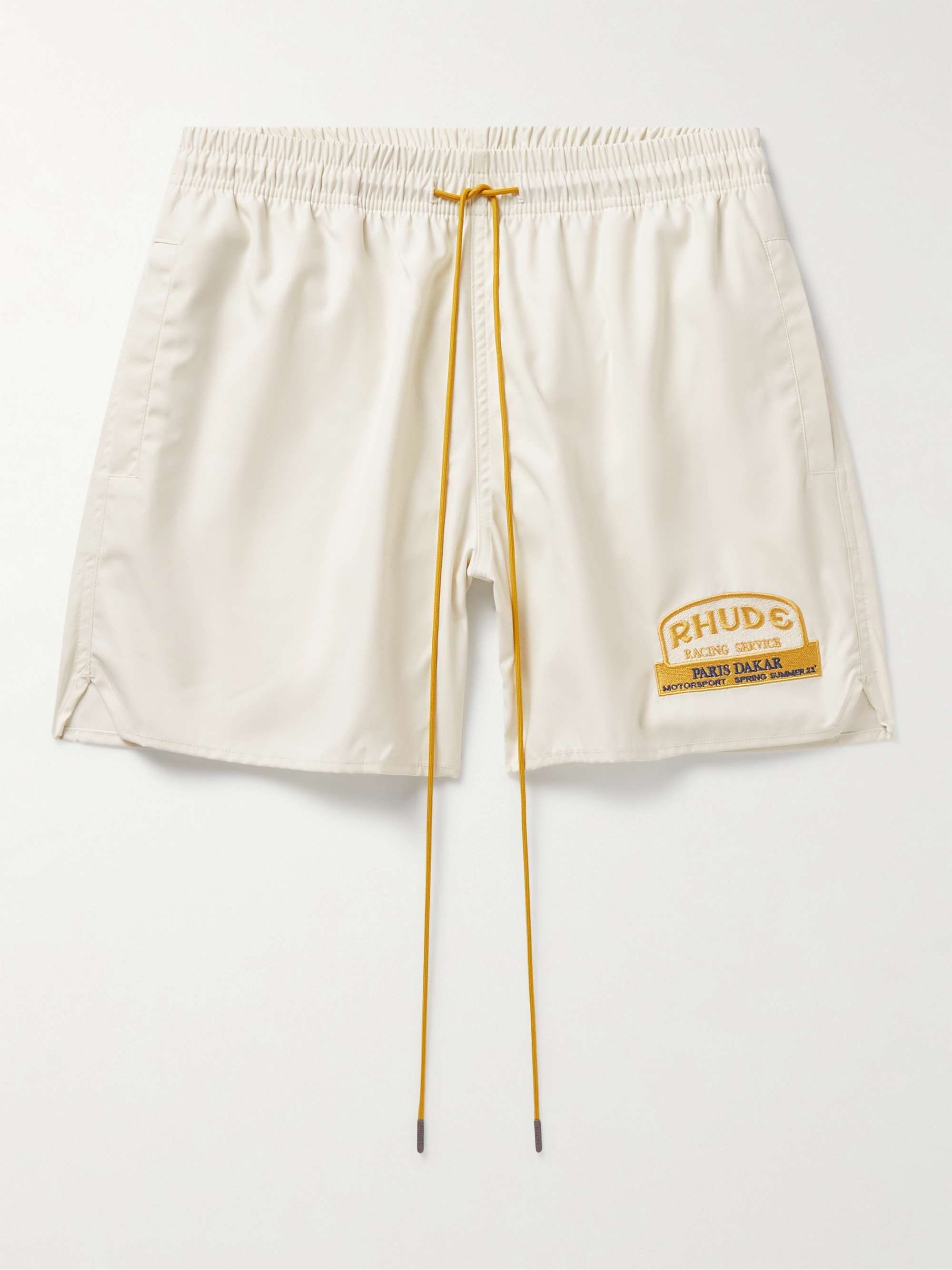 RHUDE Straight-Leg Mid-Length Logo-Embroidered Swim Shorts