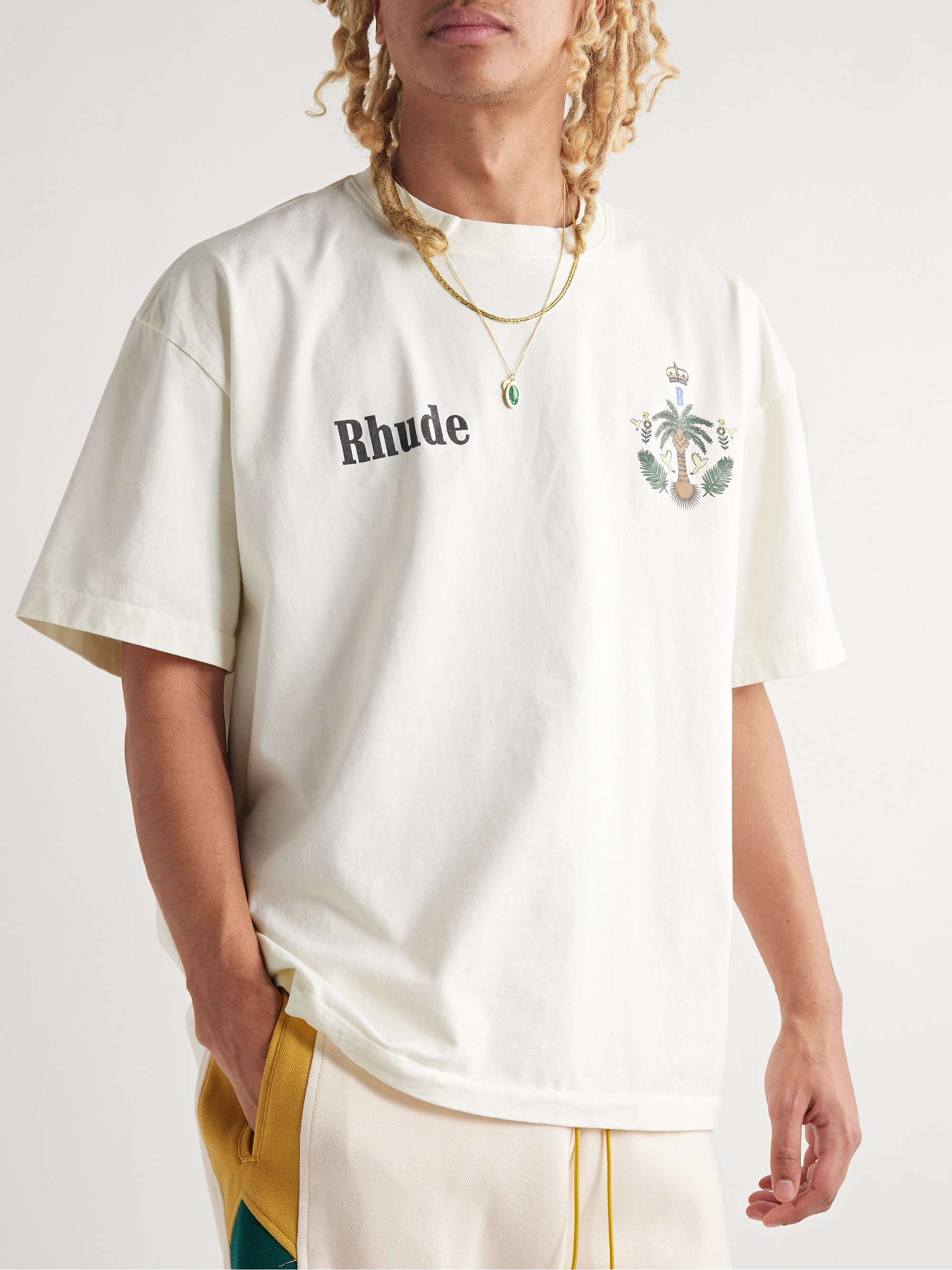 RHUDE Las Palmas Logo-Print Cotton-Jersey T-Shirt