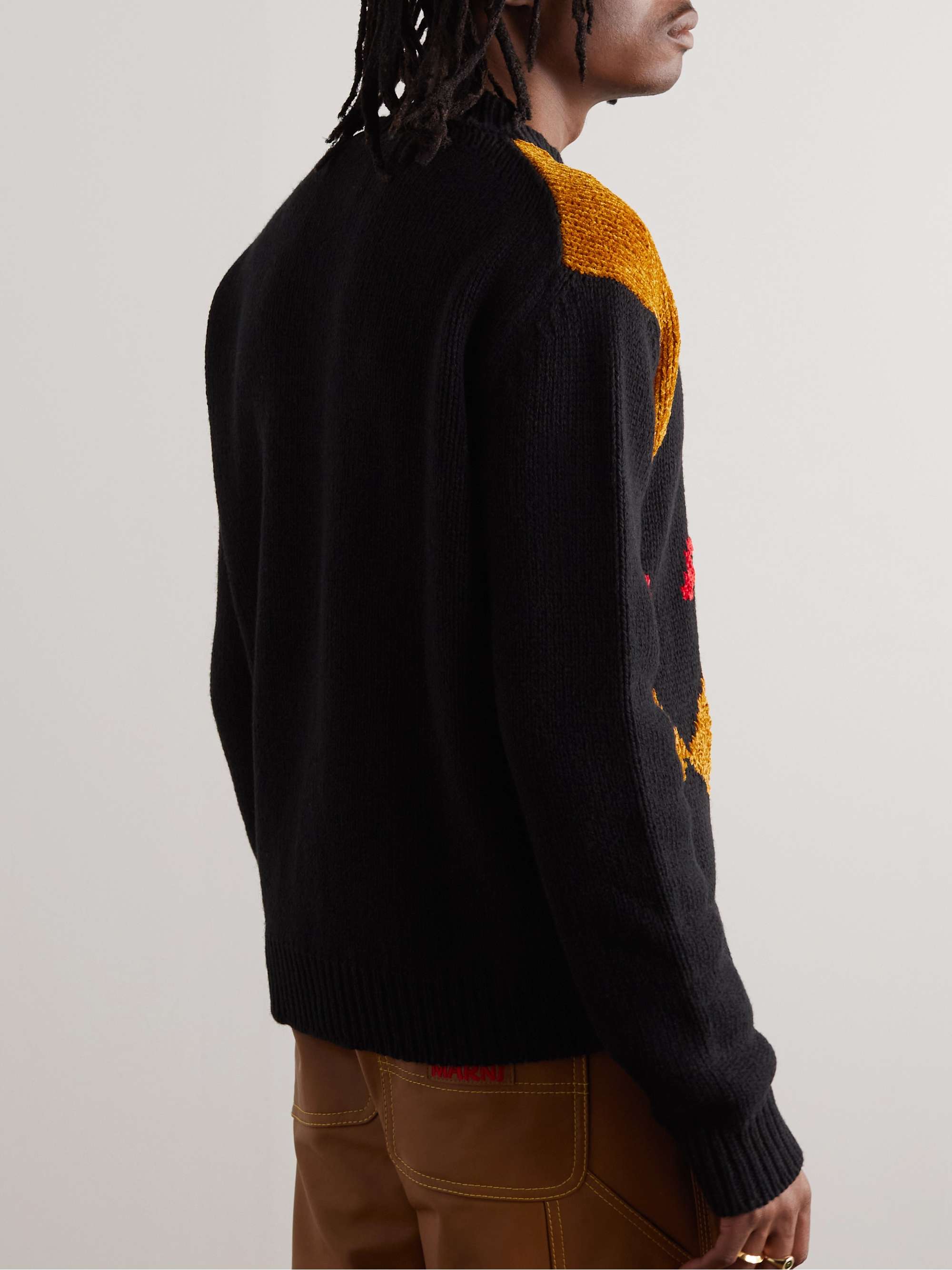 MARNI + Carhartt WIP Logo-Intarsia Wool and Silk-Blend Sweater