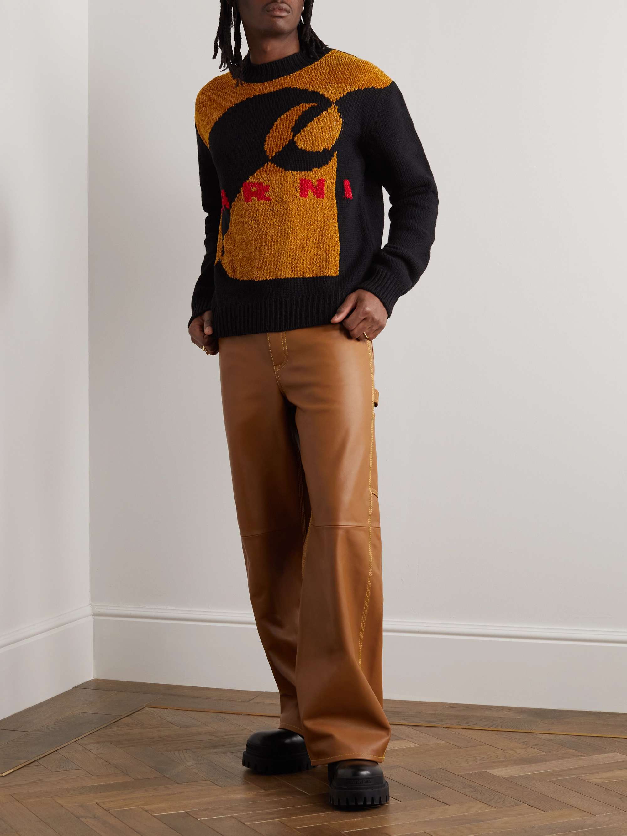MARNI + Carhartt WIP Logo-Intarsia Wool and Silk-Blend Sweater