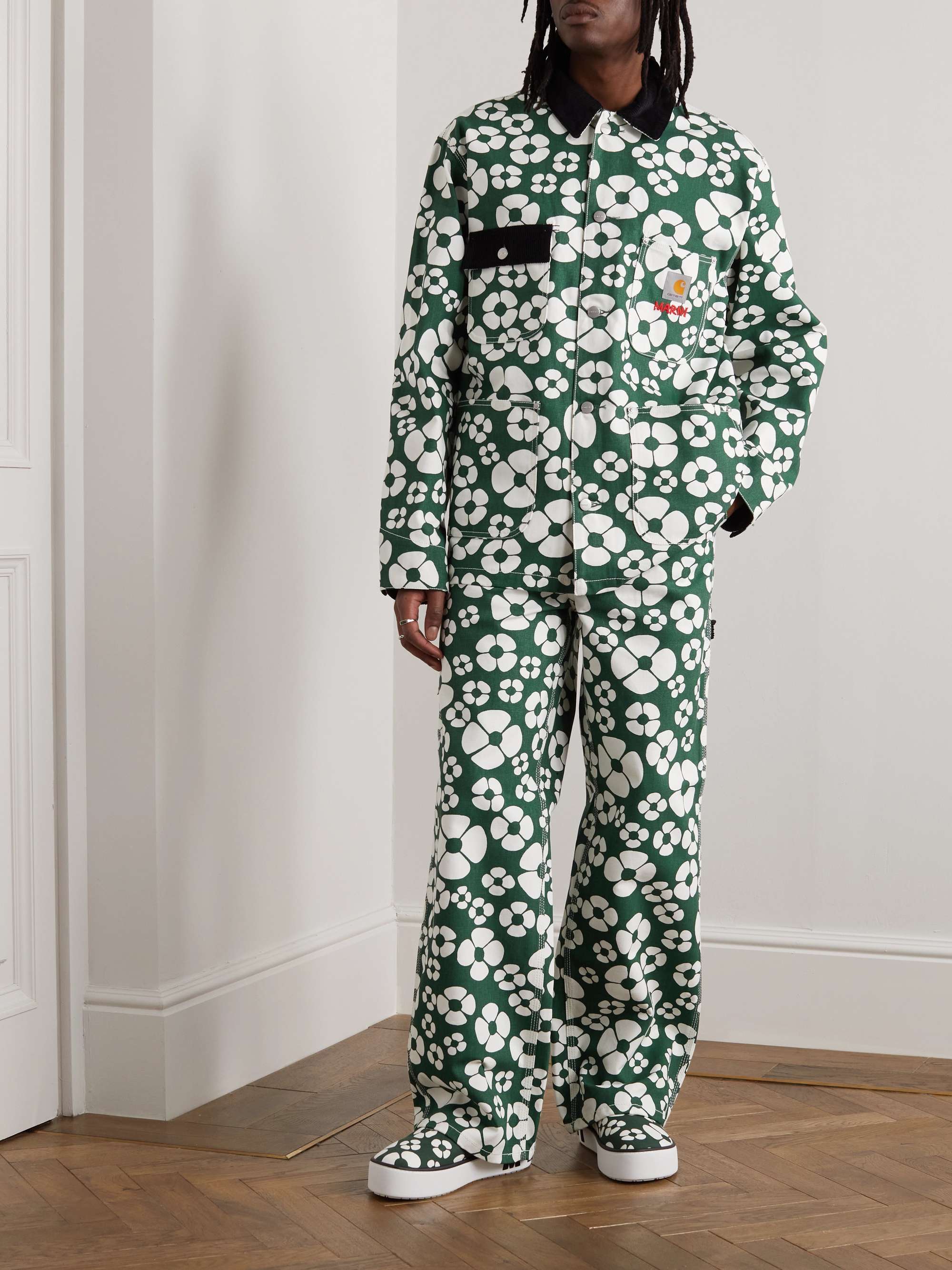 MARNI + Carhartt WIP Floral-Print Canvas Slip-On Sneakers