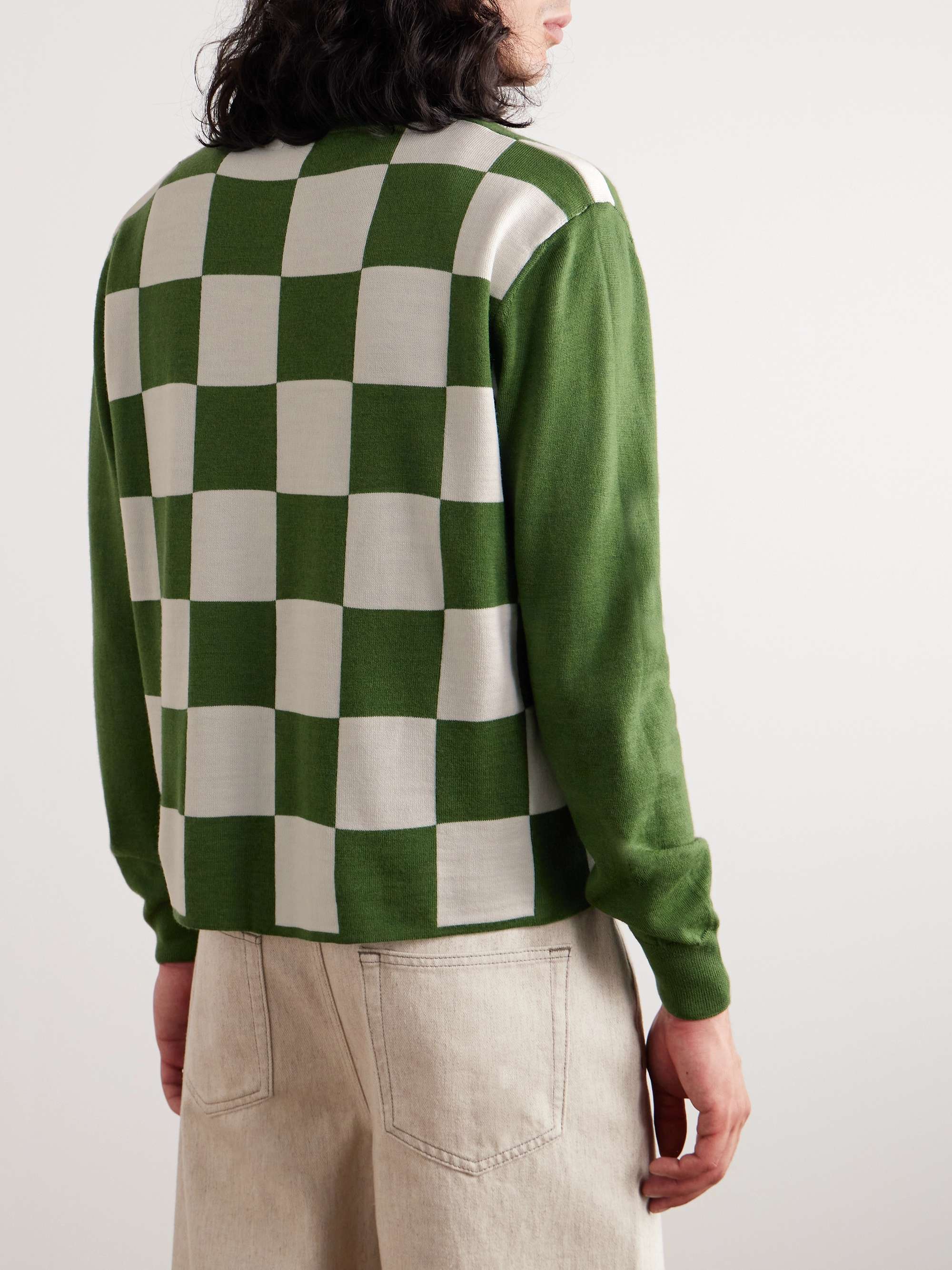 SECOND / LAYER Checked Wool Cardigan