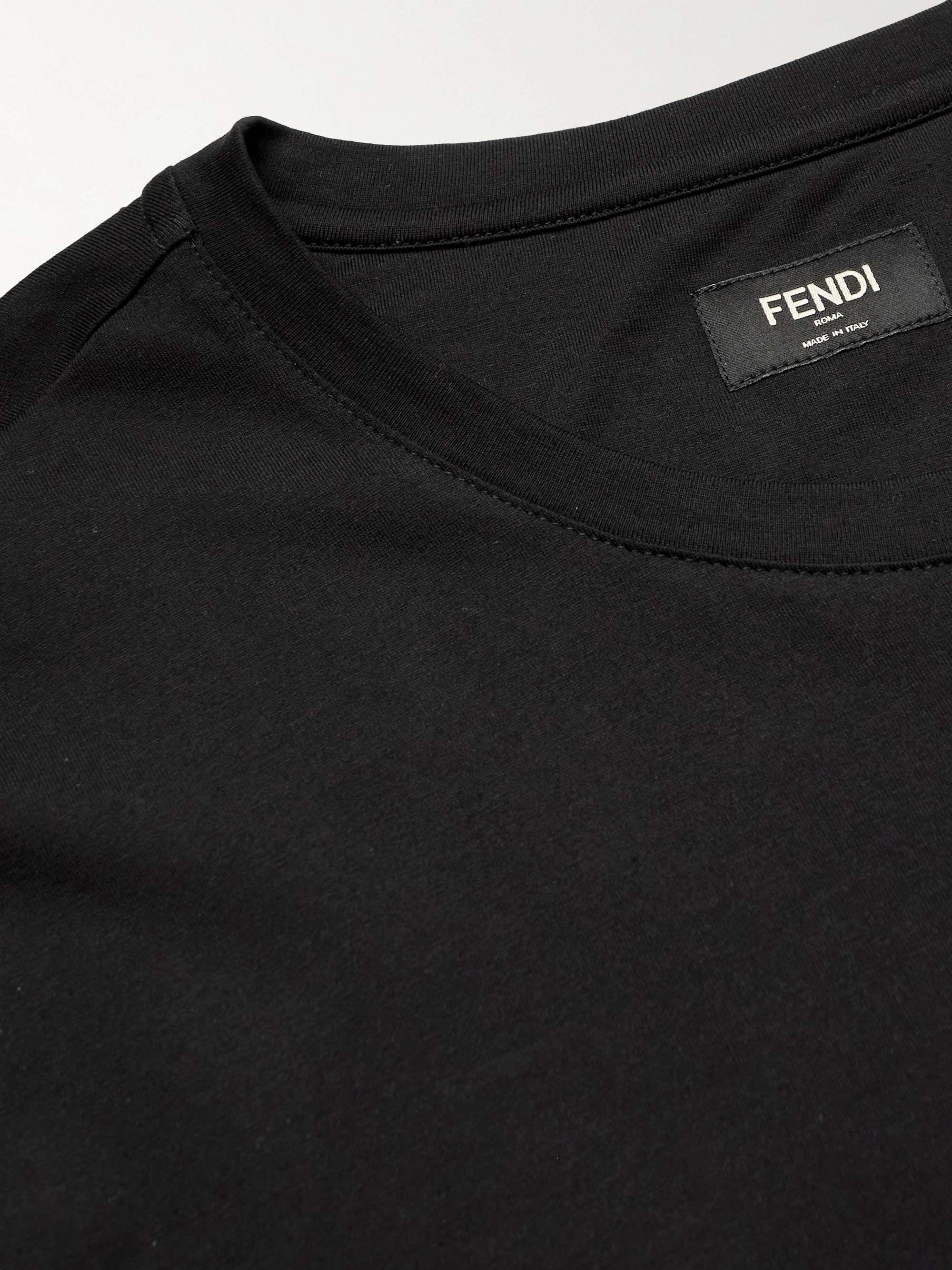 FENDI Mesh-Trimmed Cotton-Jersey T-Shirt