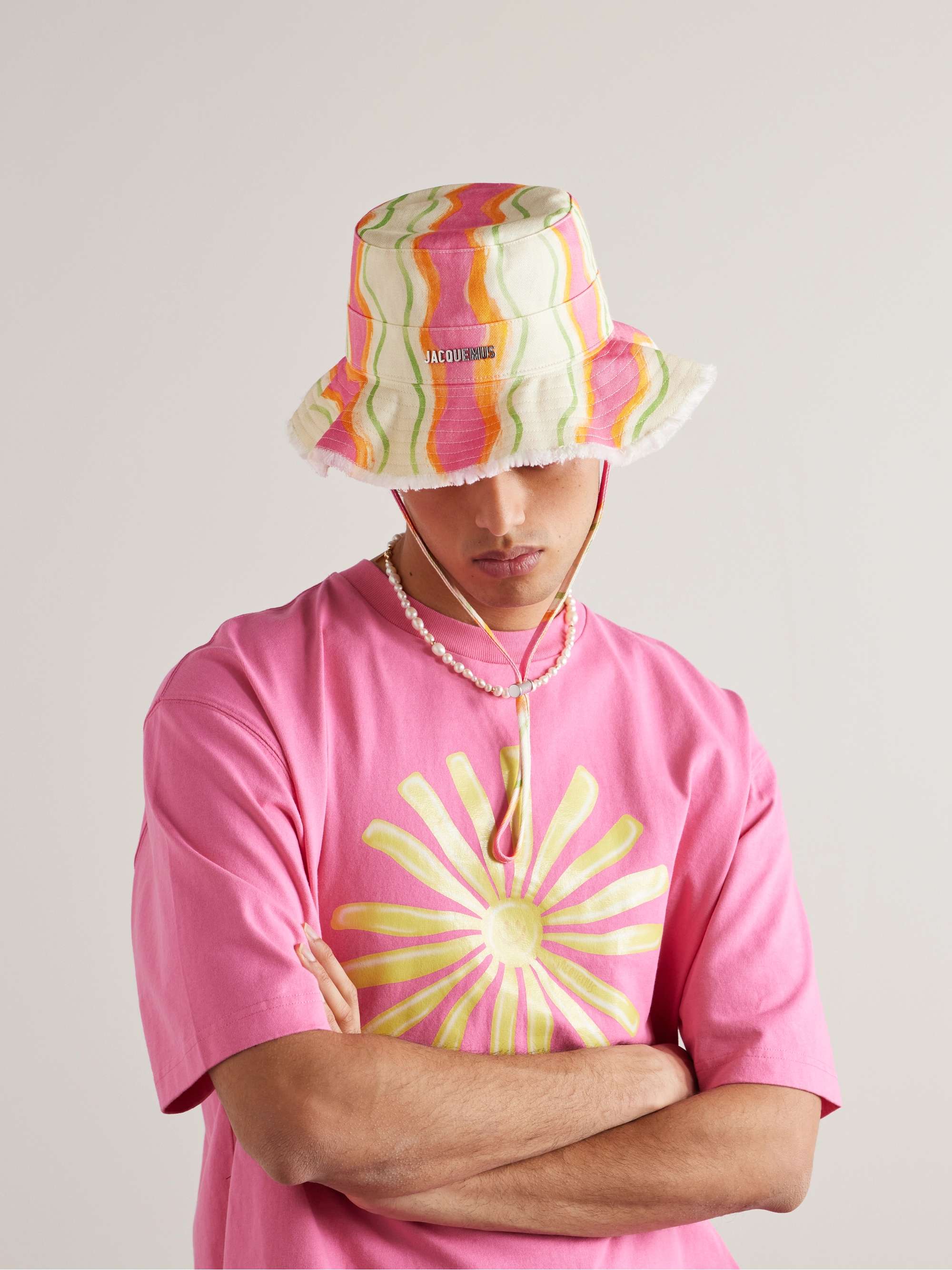 JACQUEMUS Le Bob Artichaut Logo-Embellished Printed Cotton-Twill Bucket Hat