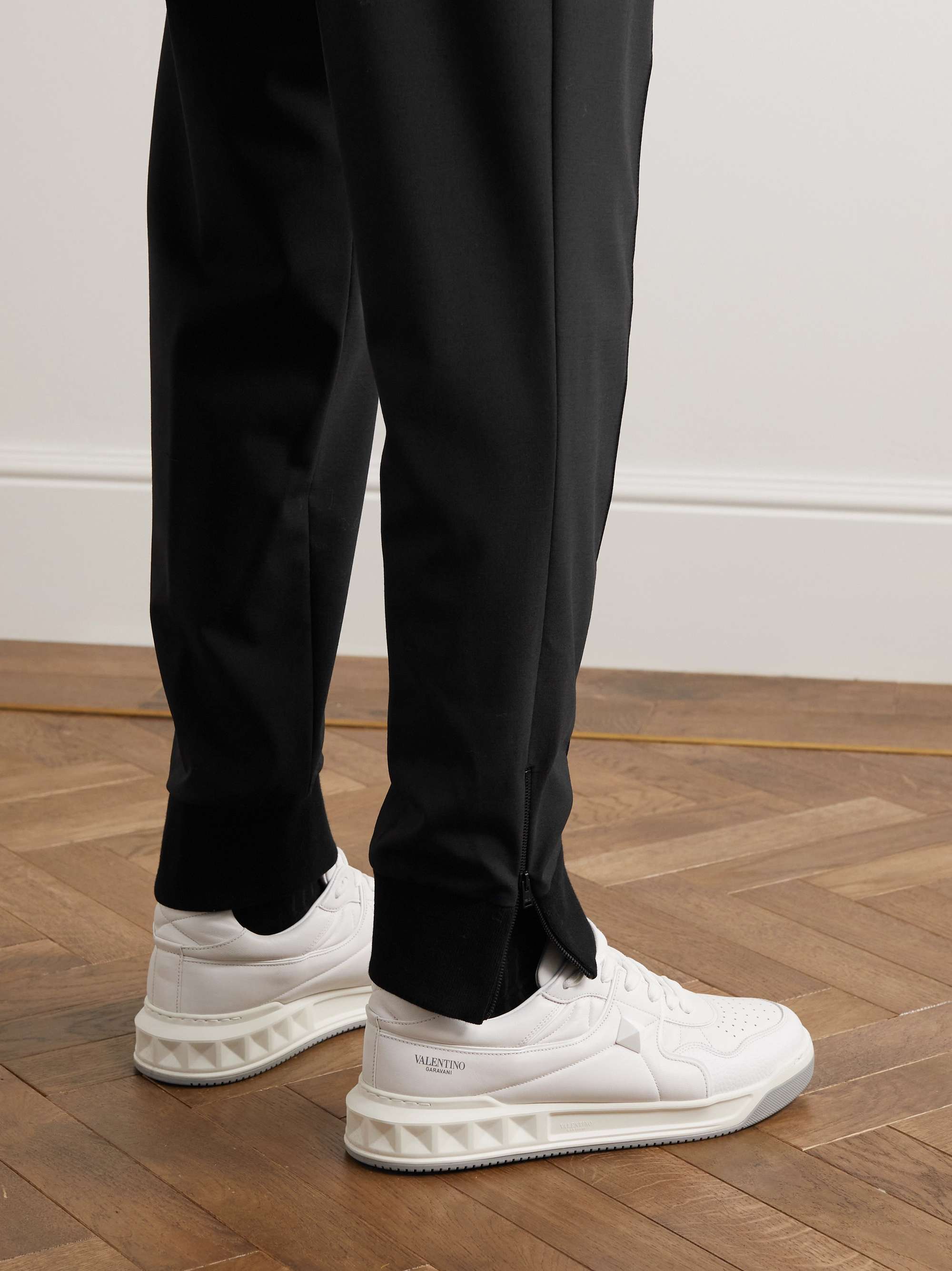 FENDI Tapered Jersey-Trimmed Twill Drawstring Trousers