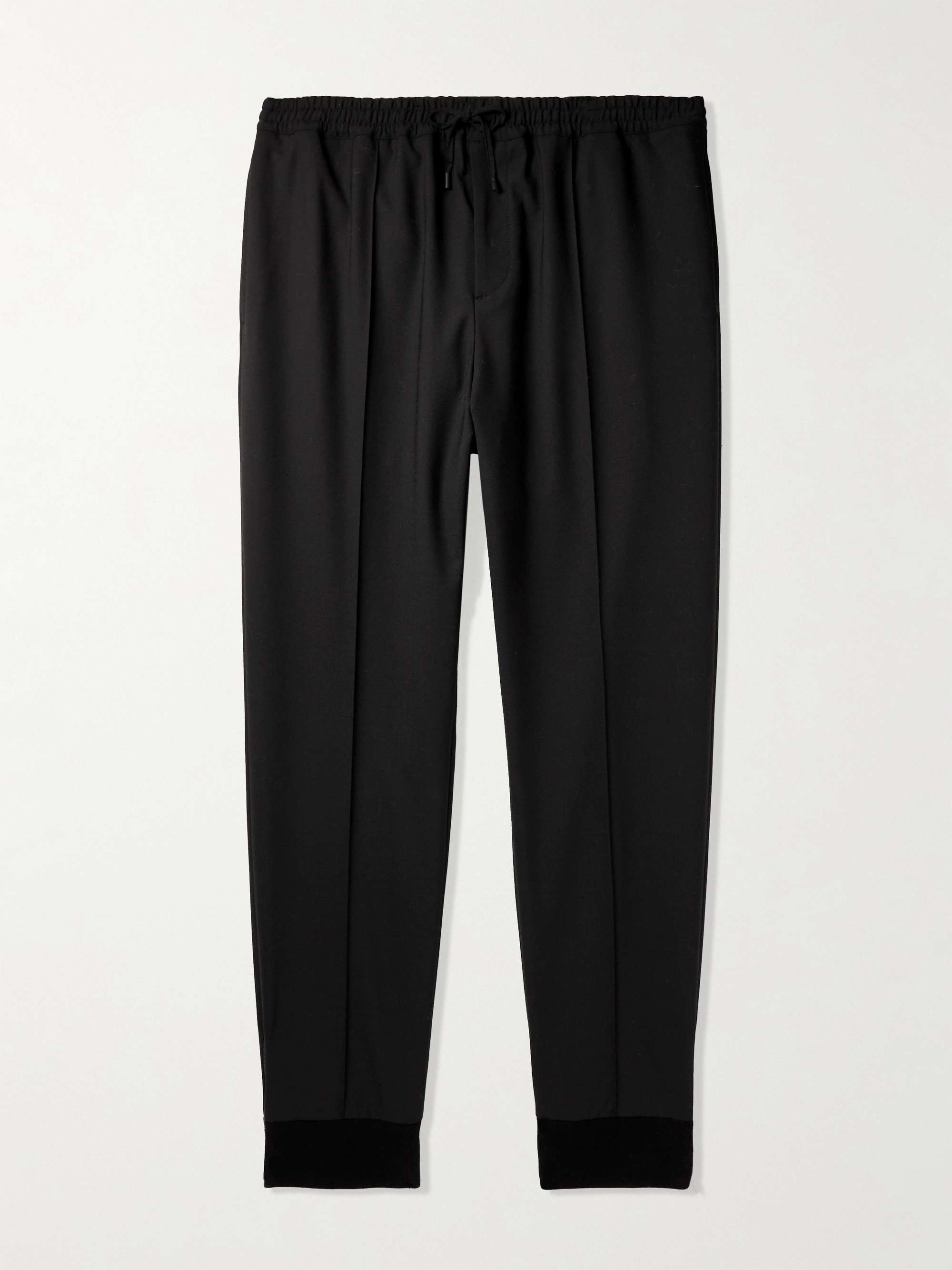 FENDI Tapered Jersey-Trimmed Twill Drawstring Trousers