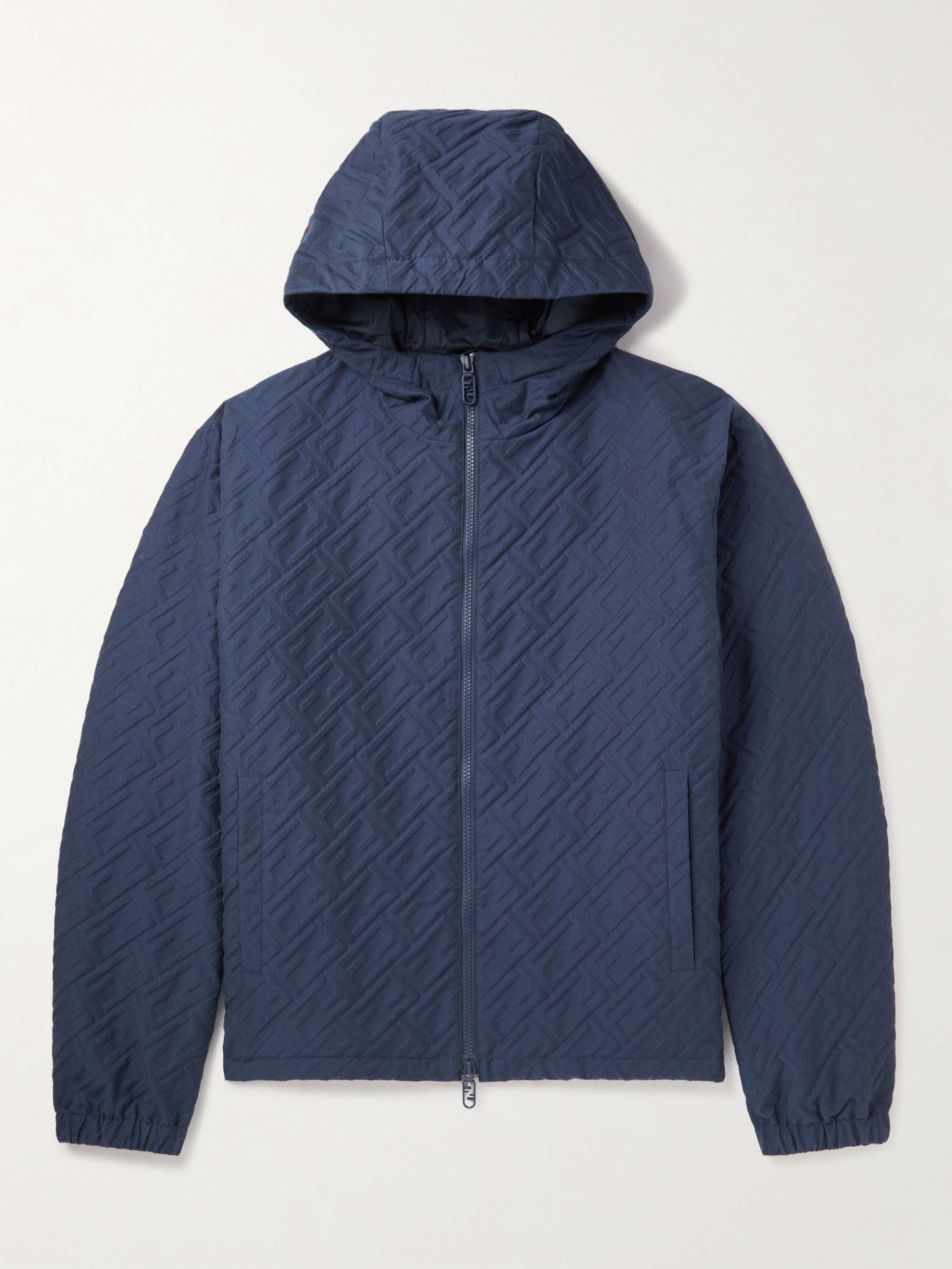 FENDI + K-Way Baguette Monogrammed Cotton-Blend Hooded Bomber Jacket
