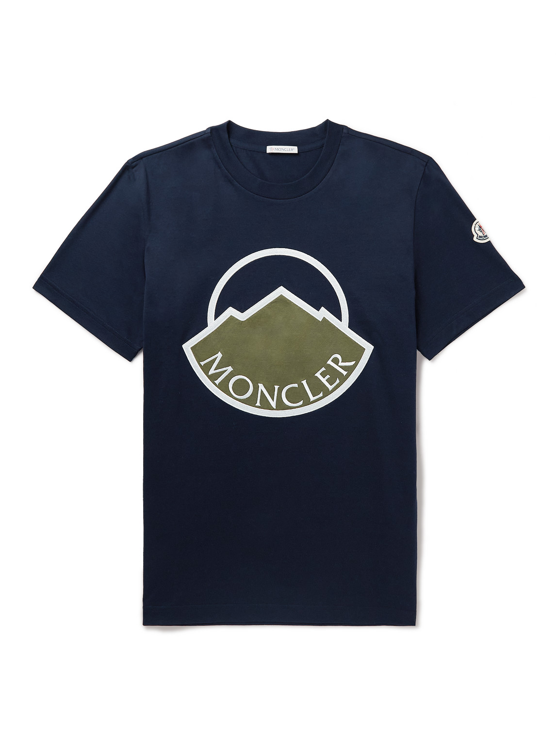 Moncler Logo-appliquéd Cotton-jersey T-shirt In Blue
