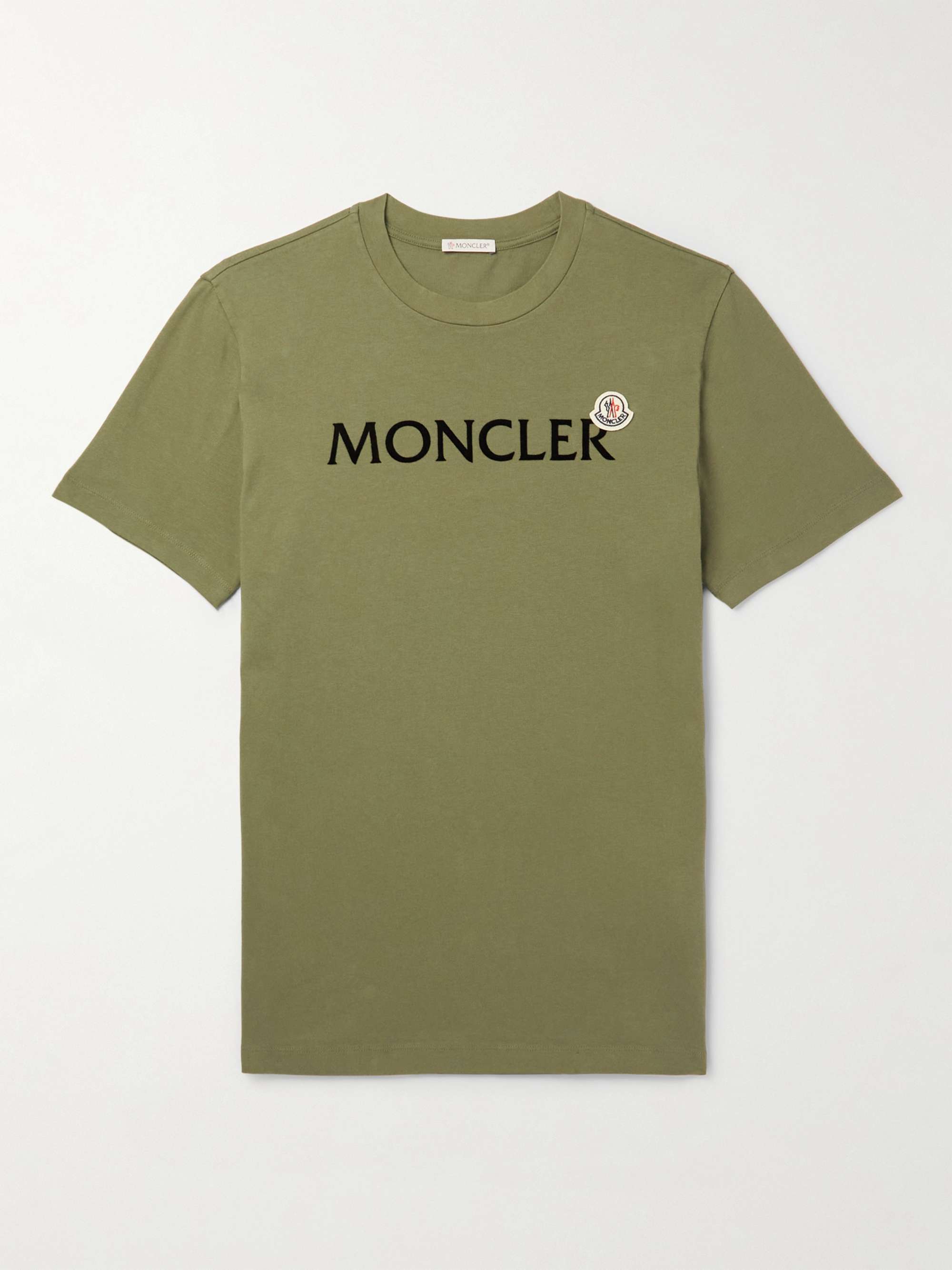 MONCLER Logo-Flocked Cotton-Jersey T-Shirt for Men | MR PORTER