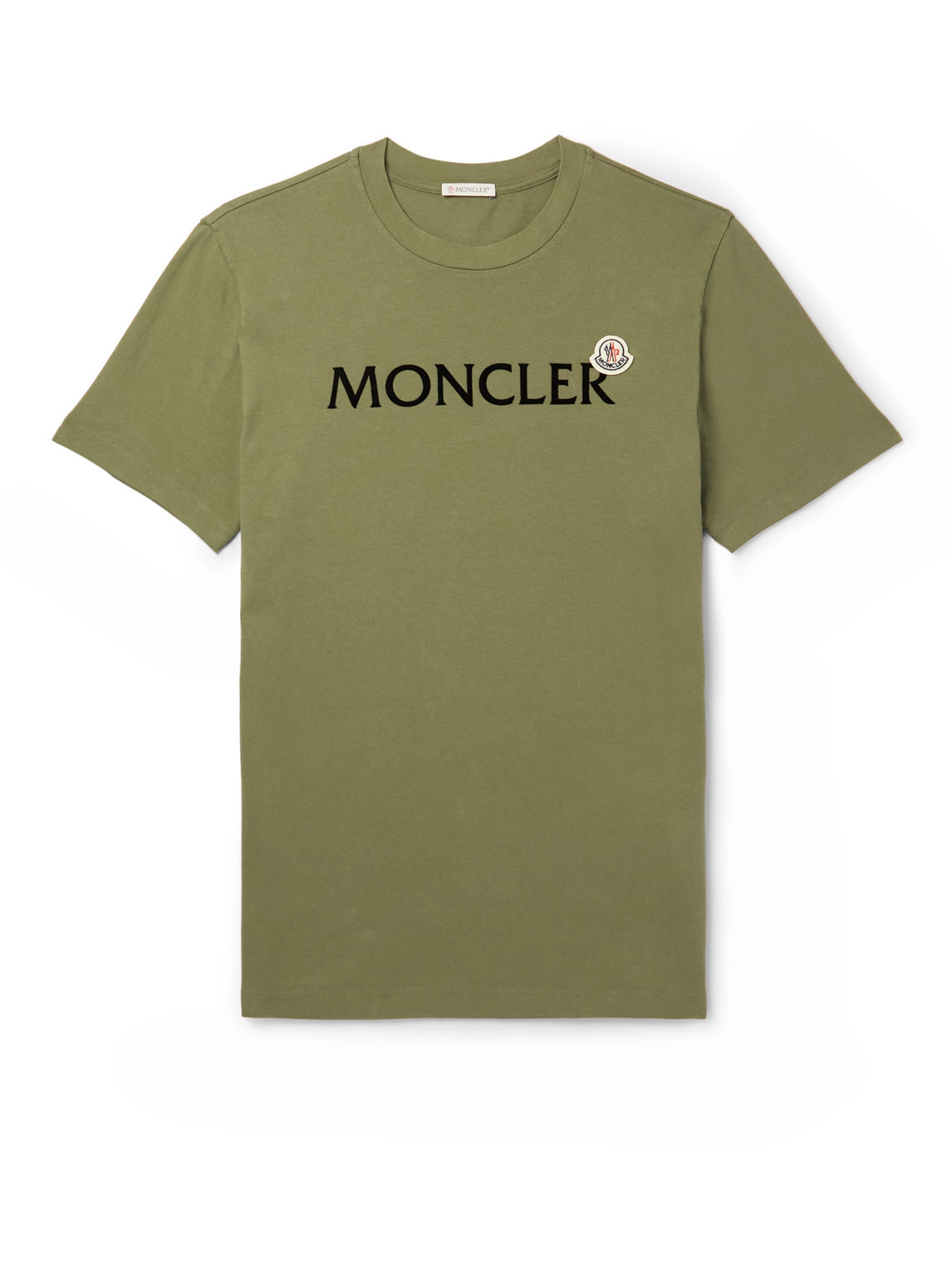 Moncler Logo-flocked Cotton-jersey T-shirt In Green