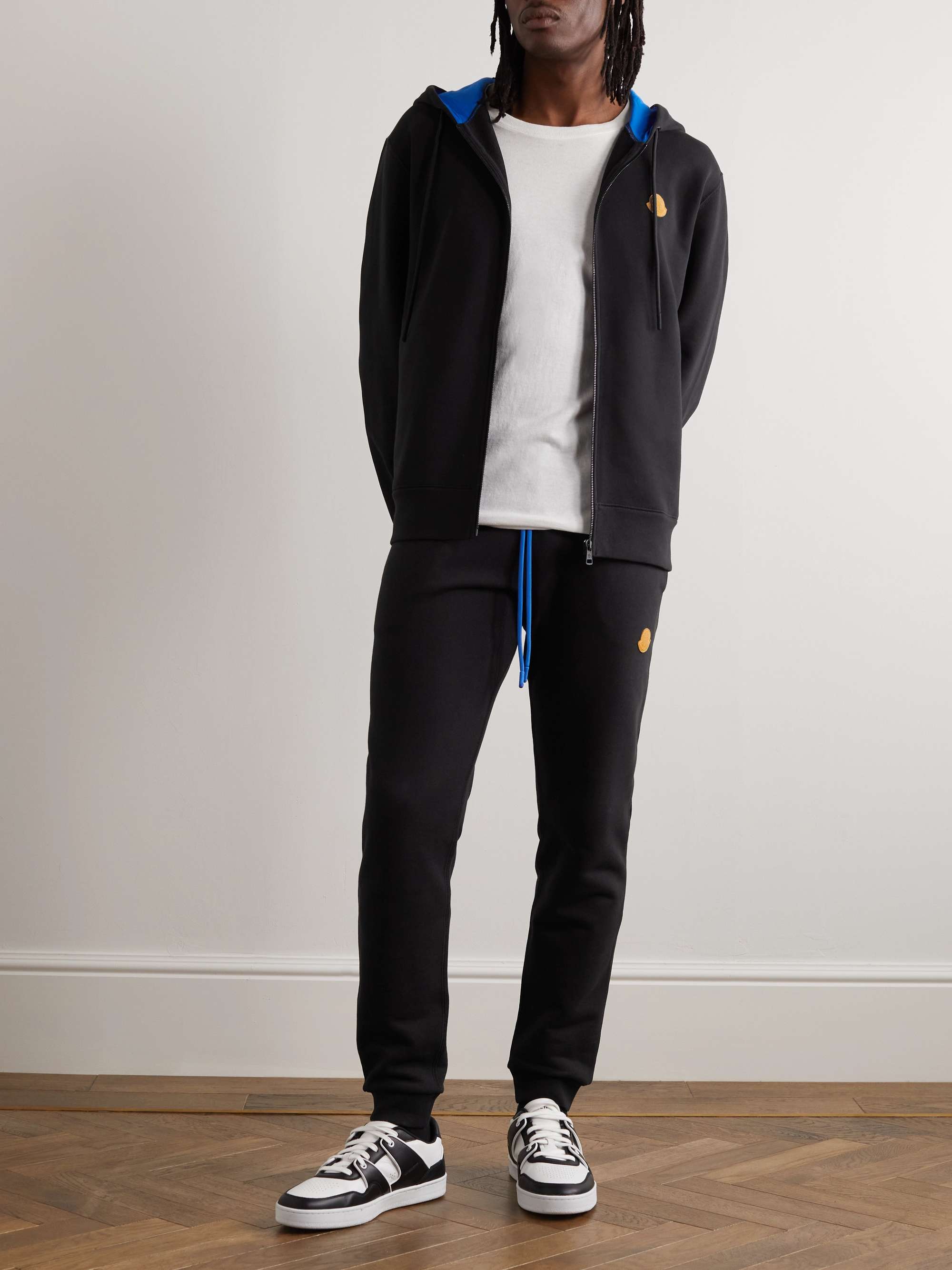 MONCLER Tapered Logo-Appliquéd Cotton-Jersey Sweatpants for Men | MR PORTER