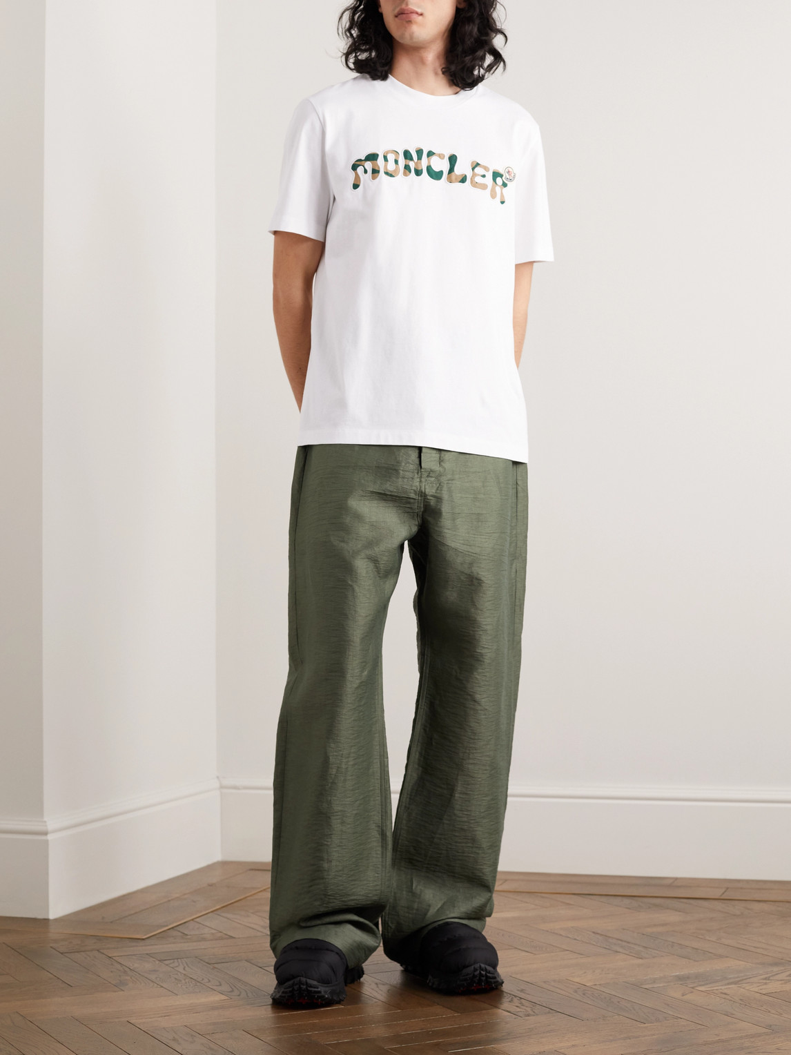 Moncler Logo-appliquéd Cotton-jersey T-shirt In White