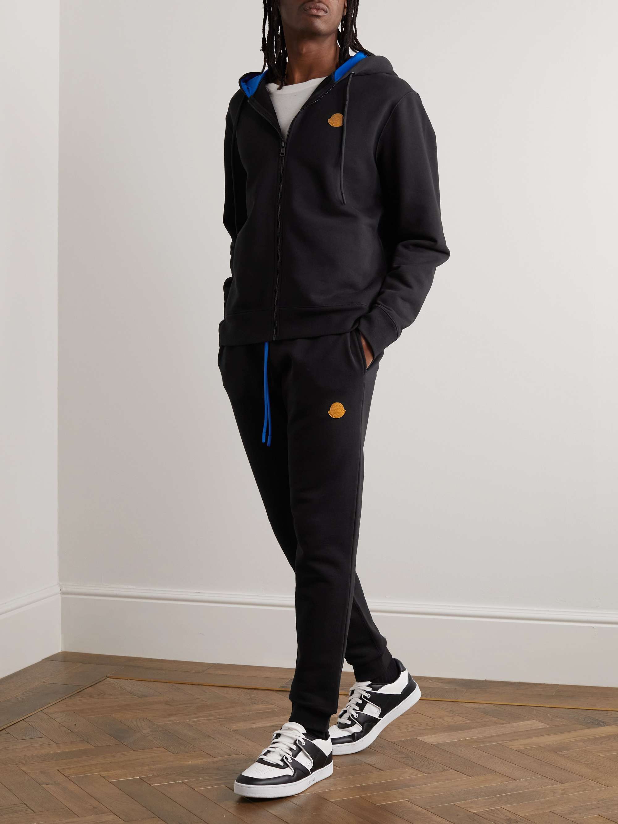 MONCLER Logo-Appliquéd Cotton-Jersey Zip-Up Hoodie