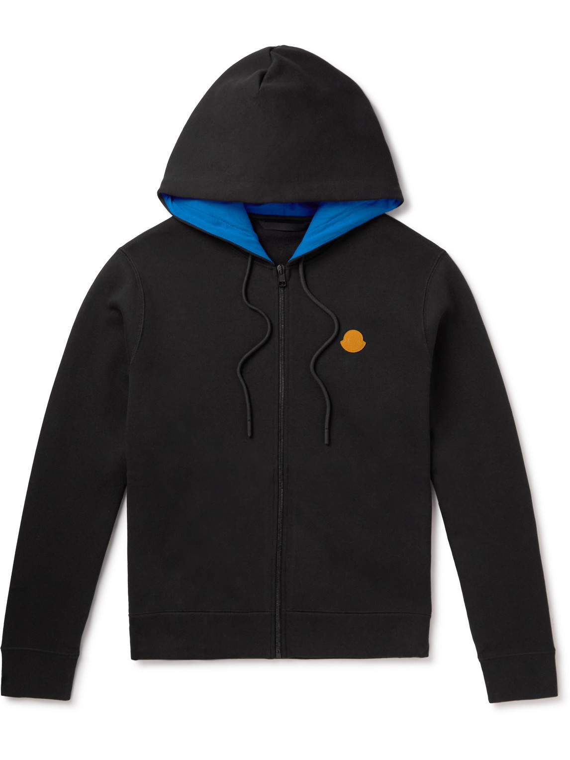 Moncler Logo-appliquéd Cotton-jersey Zip-up Hoodie In Black