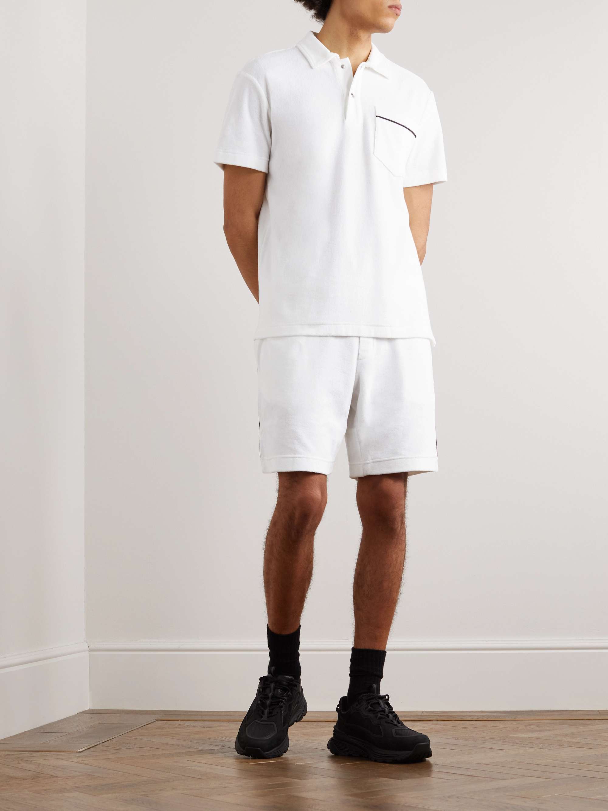 MONCLER Logo-Appliquéd Cotton-Terry Polo Shirt