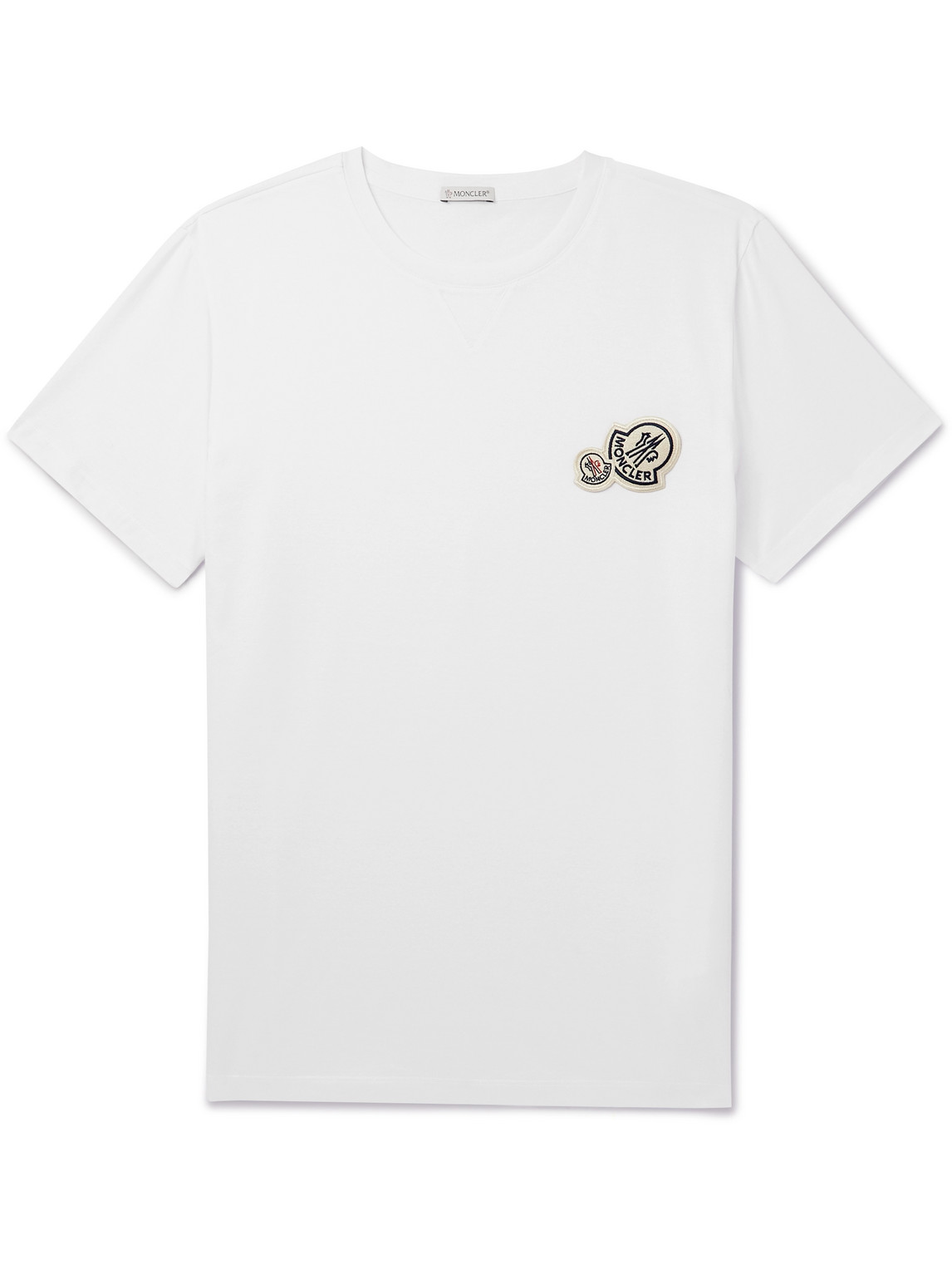 Moncler T-shirt With Double Logo Patches In White