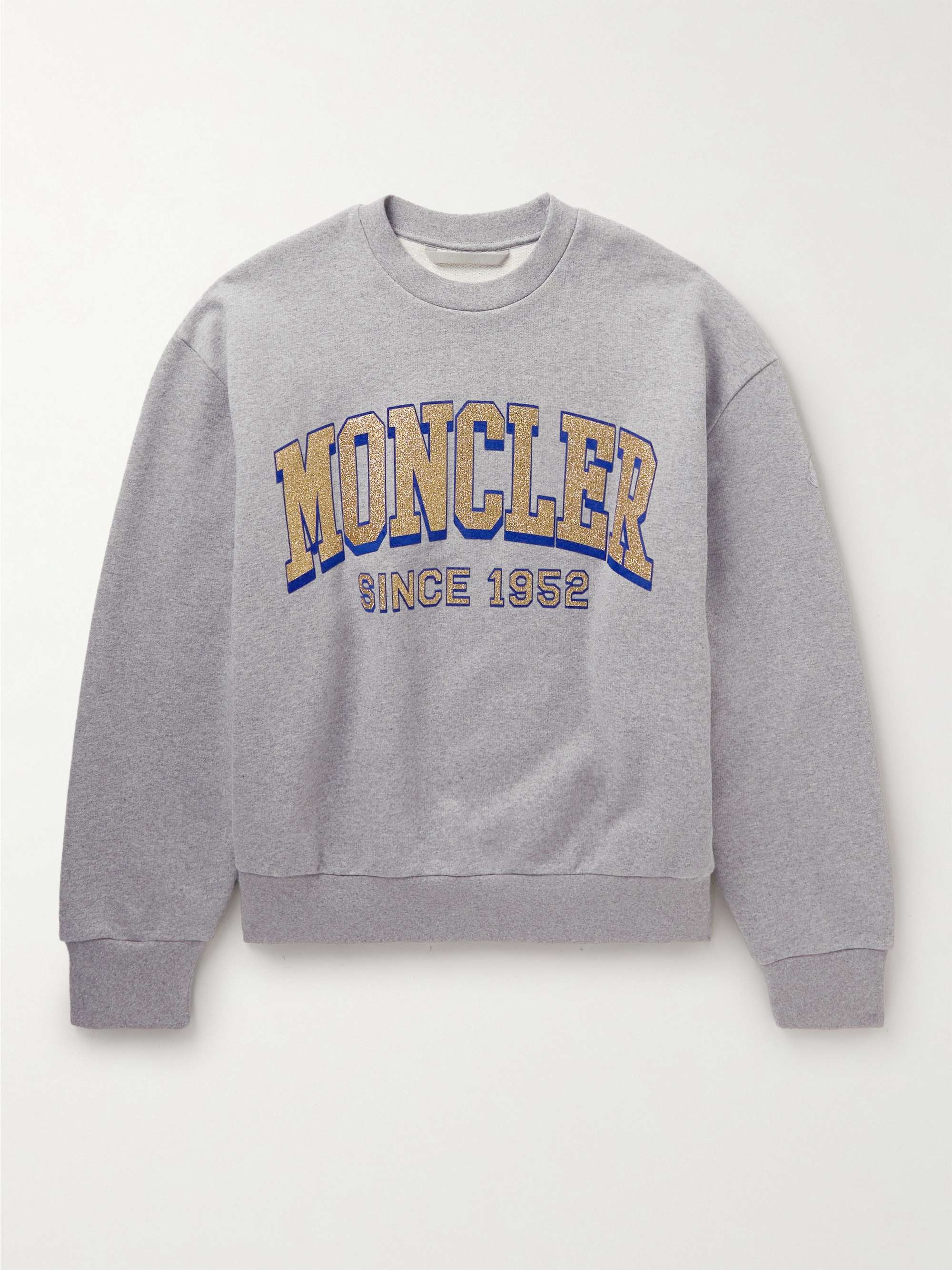 MONCLER Glittered Logo-Print Cotton-Jersey Sweatshirt