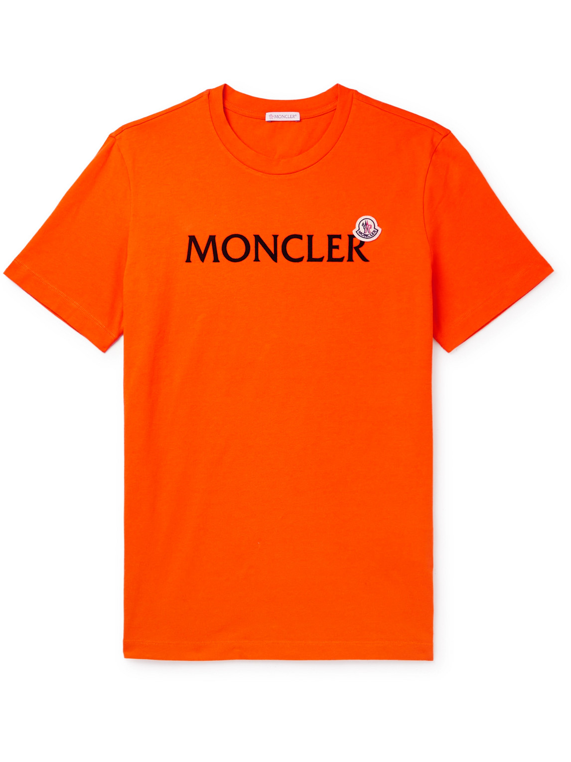 Moncler Logo-flocked Cotton-jersey T-shirt In Orange