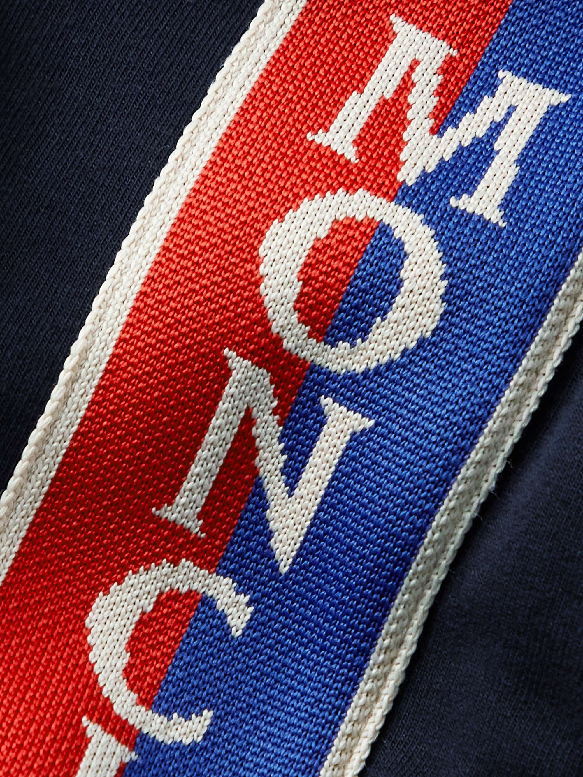MONCLER Webbing-Trimmed Stretch-Cotton Jersey Zip-Up Hoodie