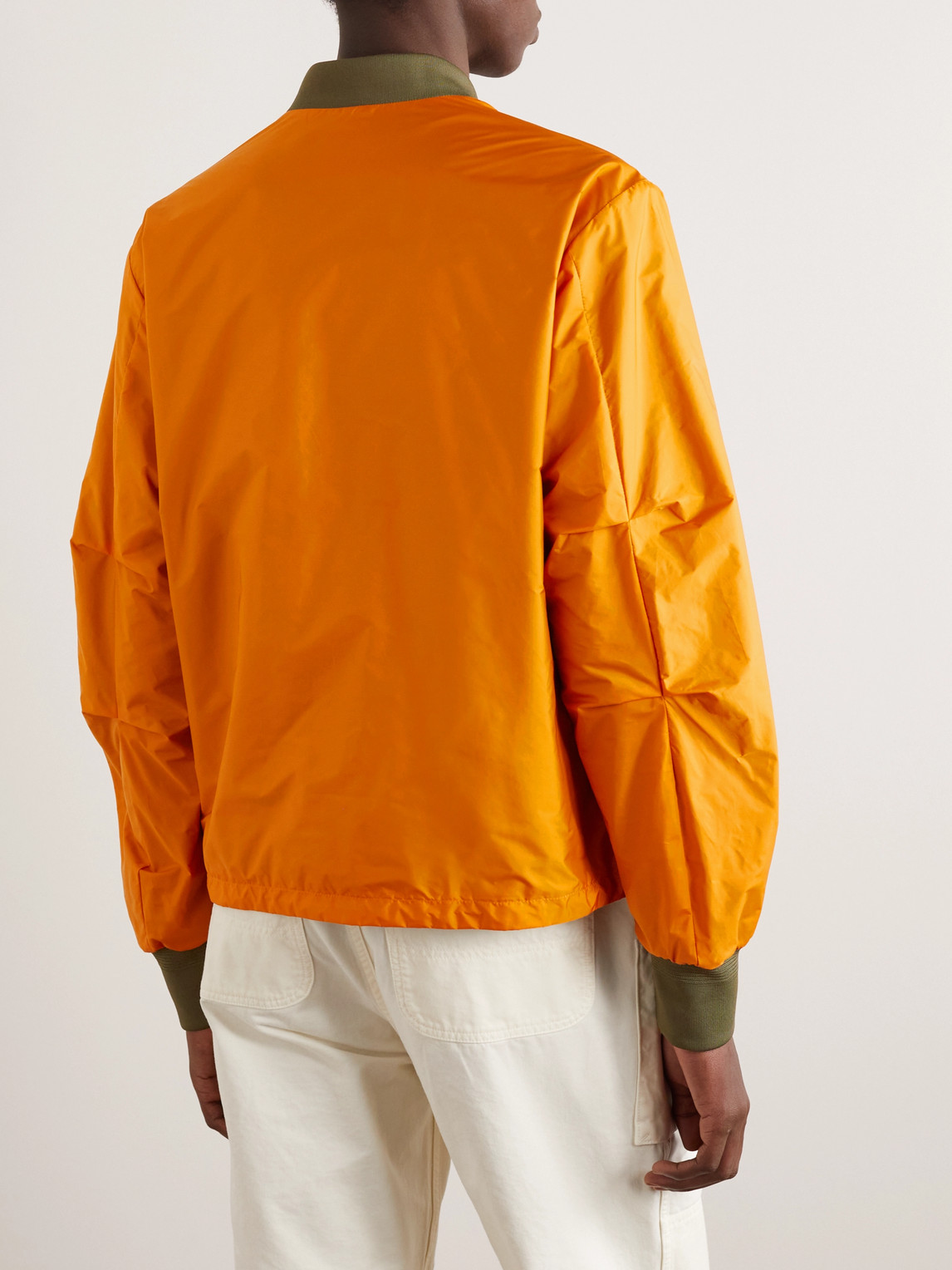 Shop Moncler Ouveze Logo-appliquéd Shell Bomber Jacket In Orange