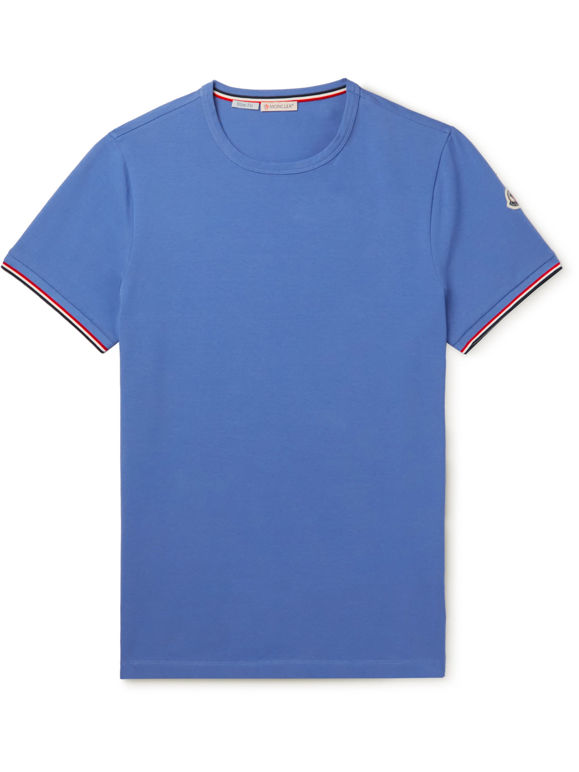 Moncler Slim-fit Logo-appliquéd Stretch-cotton Jersey T-shirt In Blue