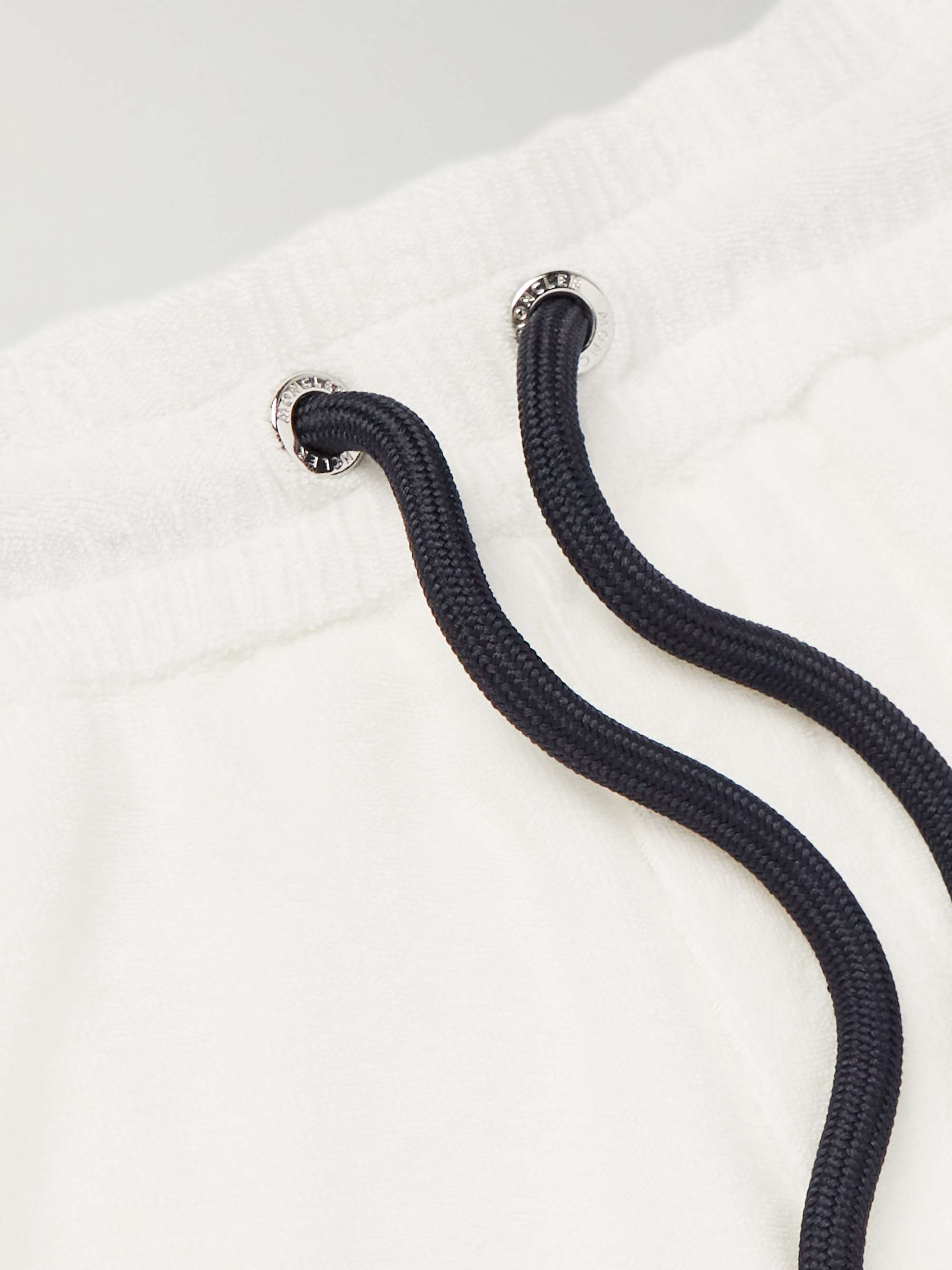MONCLER Straight-Leg Piped Cotton-Terry Drawstring Shorts