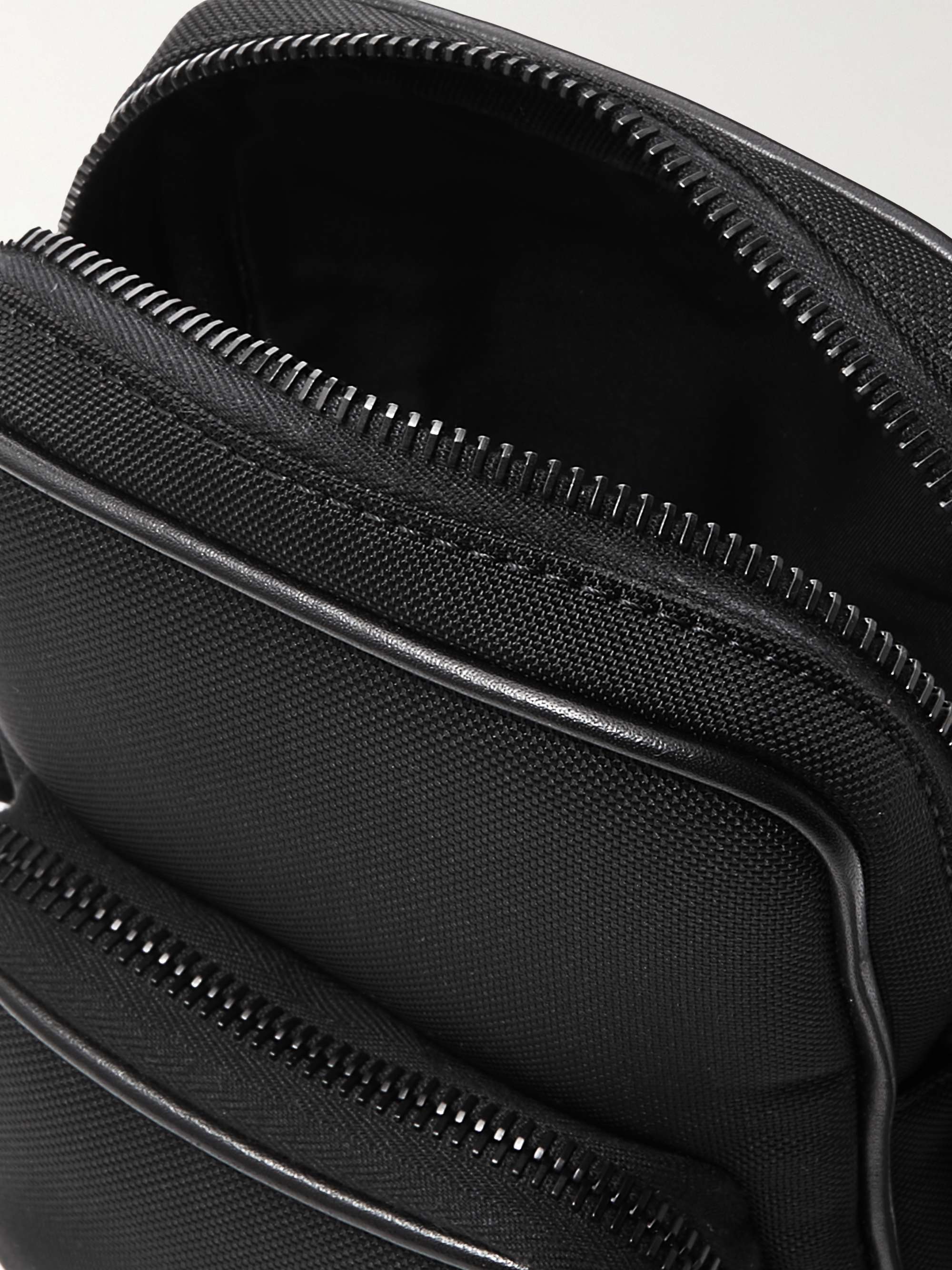 MONCLER Logo-Appliquéd Leather-Trimmed Canvas Pouch for Men | MR