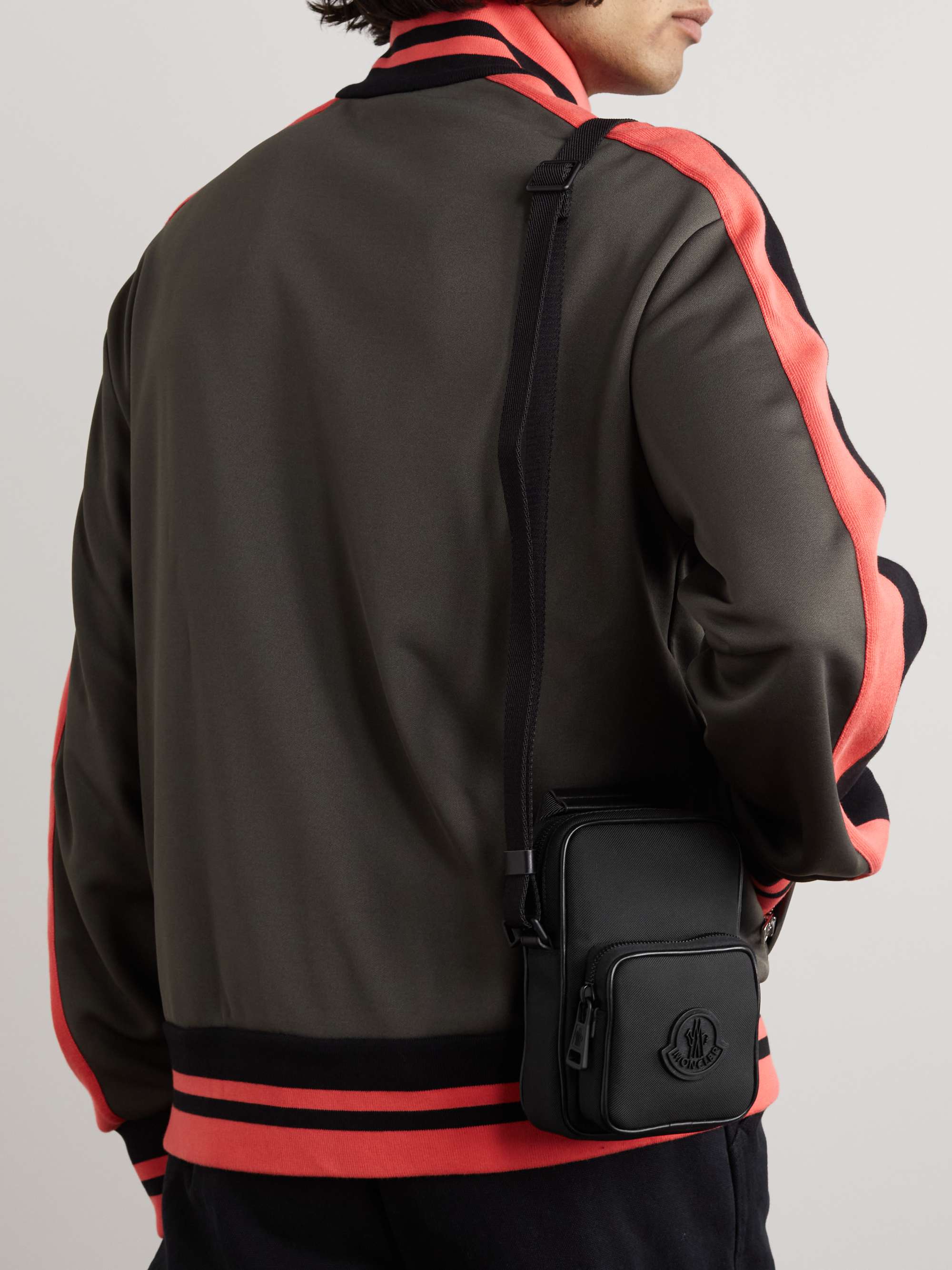 MONCLER Logo-Appliquéd Leather-Trimmed Canvas Pouch