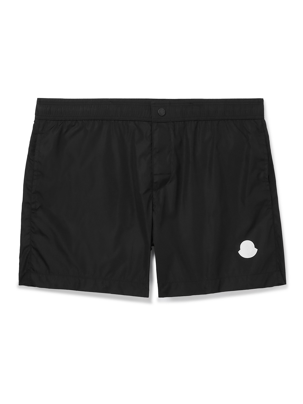 Moncler Slim-fit Mid-length Logo-appliquéd Swim Shorts In Black | ModeSens