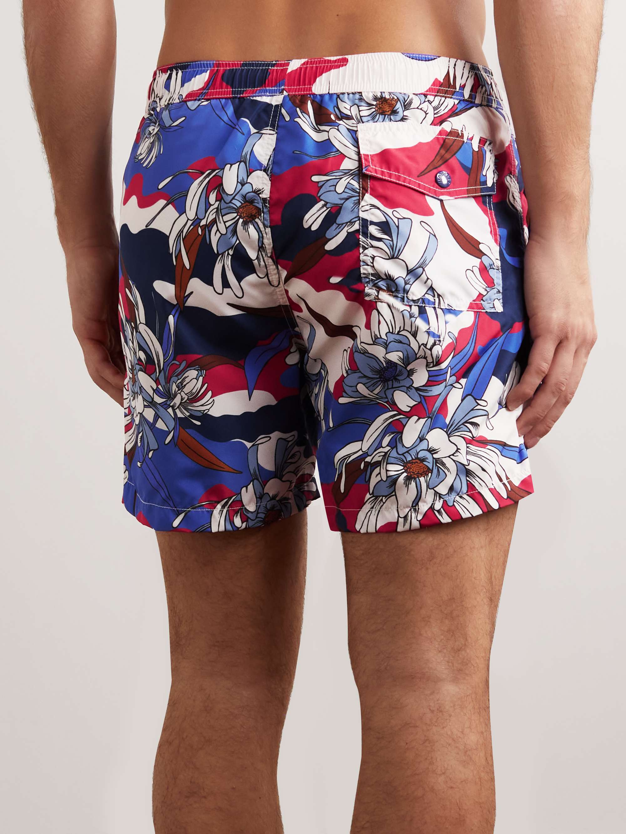 MONCLER Slim-Fit Mid-Length Floral-Print Swim Shorts