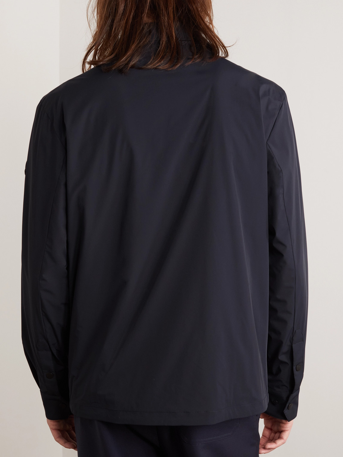 Moncler Laita Logo-appliquéd Stretch-shell Shirt Jacket In Blue