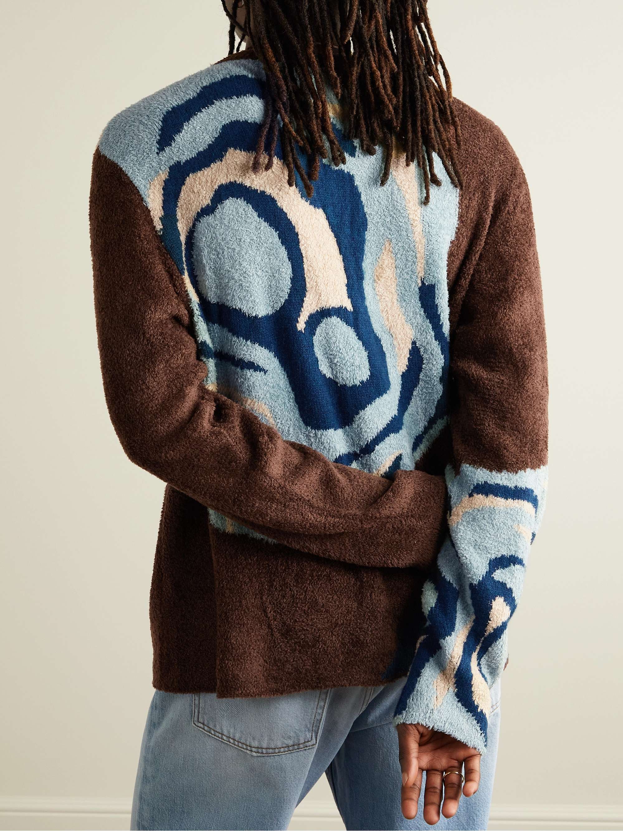 THE ELDER STATESMAN + Ollio Intarsia-Knit Bouclé Sweater