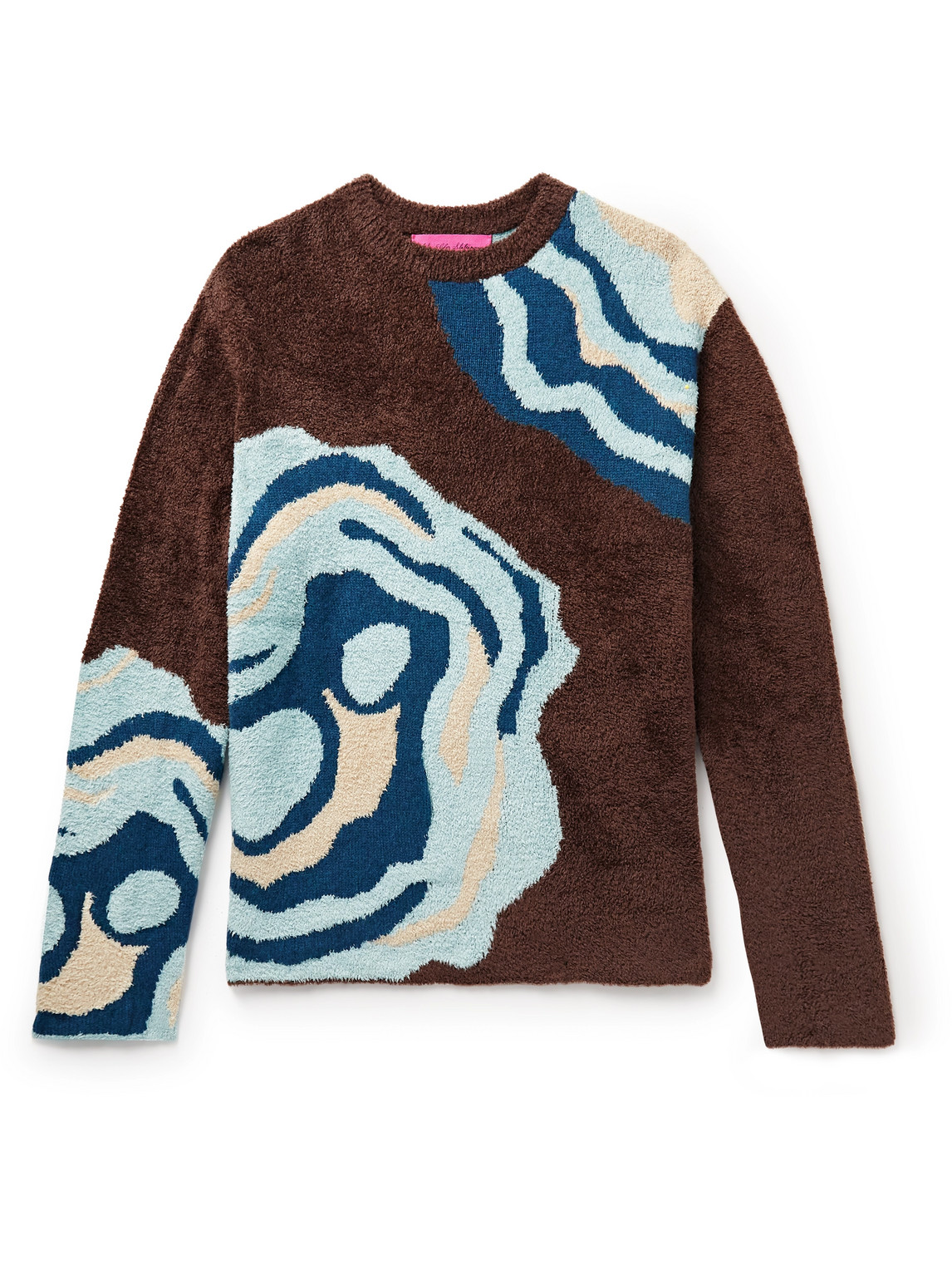 THE ELDER STATESMAN OLLIO INTARSIA-KNIT BOUCLÉ SWEATER