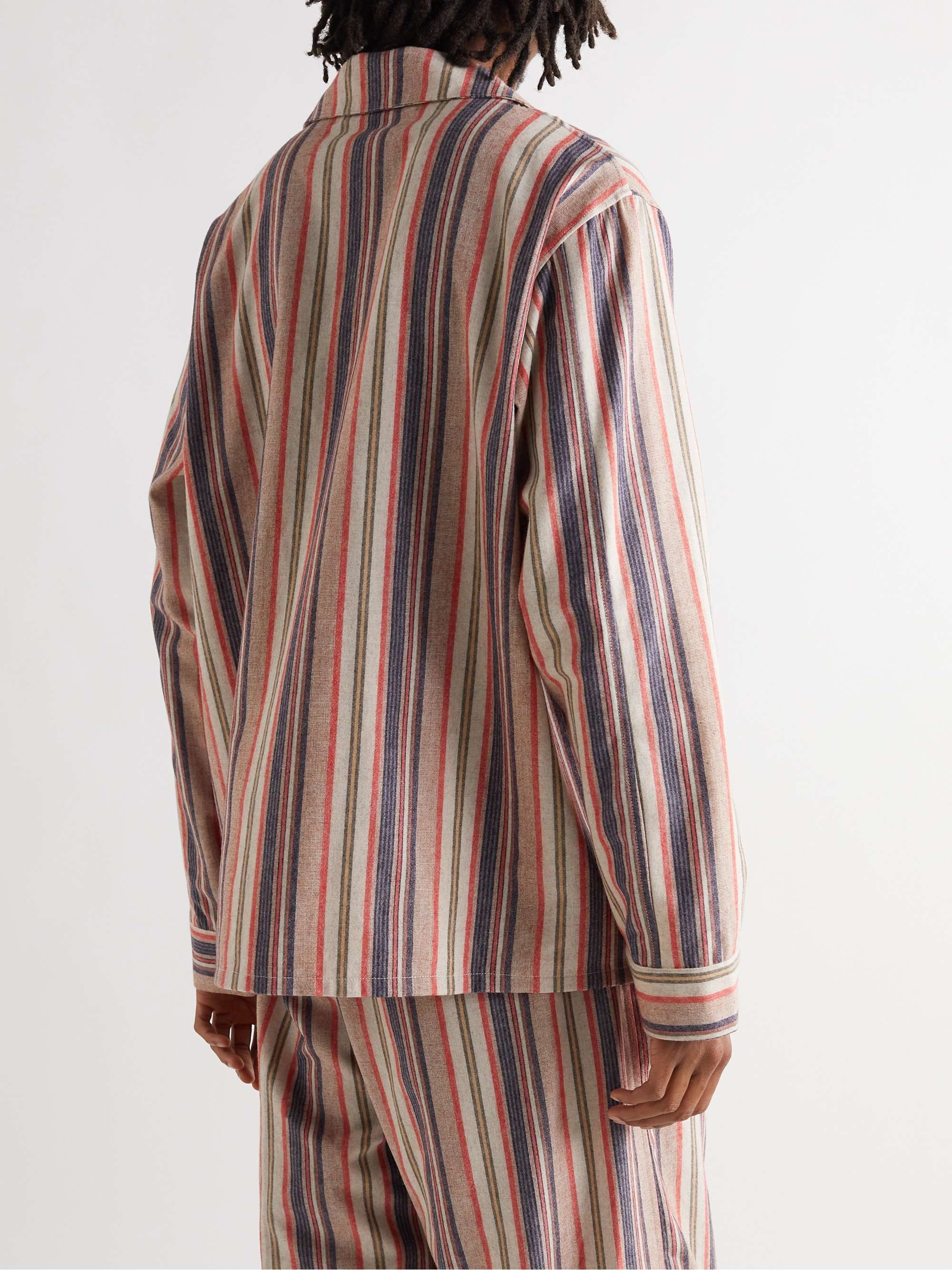 THE ELDER STATESMAN Striped Cashmere-Blend Flannel Shirt
