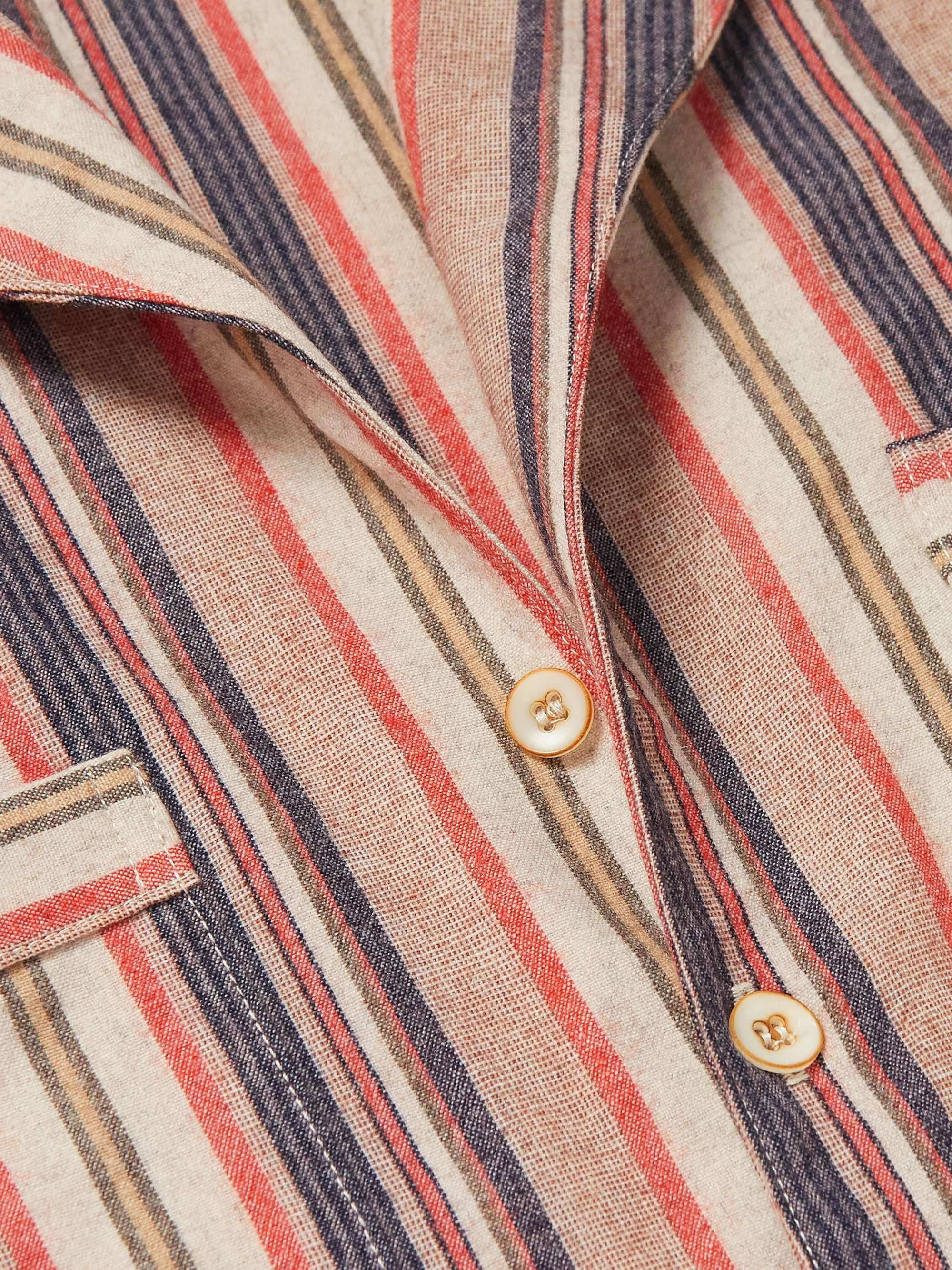 THE ELDER STATESMAN Striped Cashmere-Blend Flannel Shirt