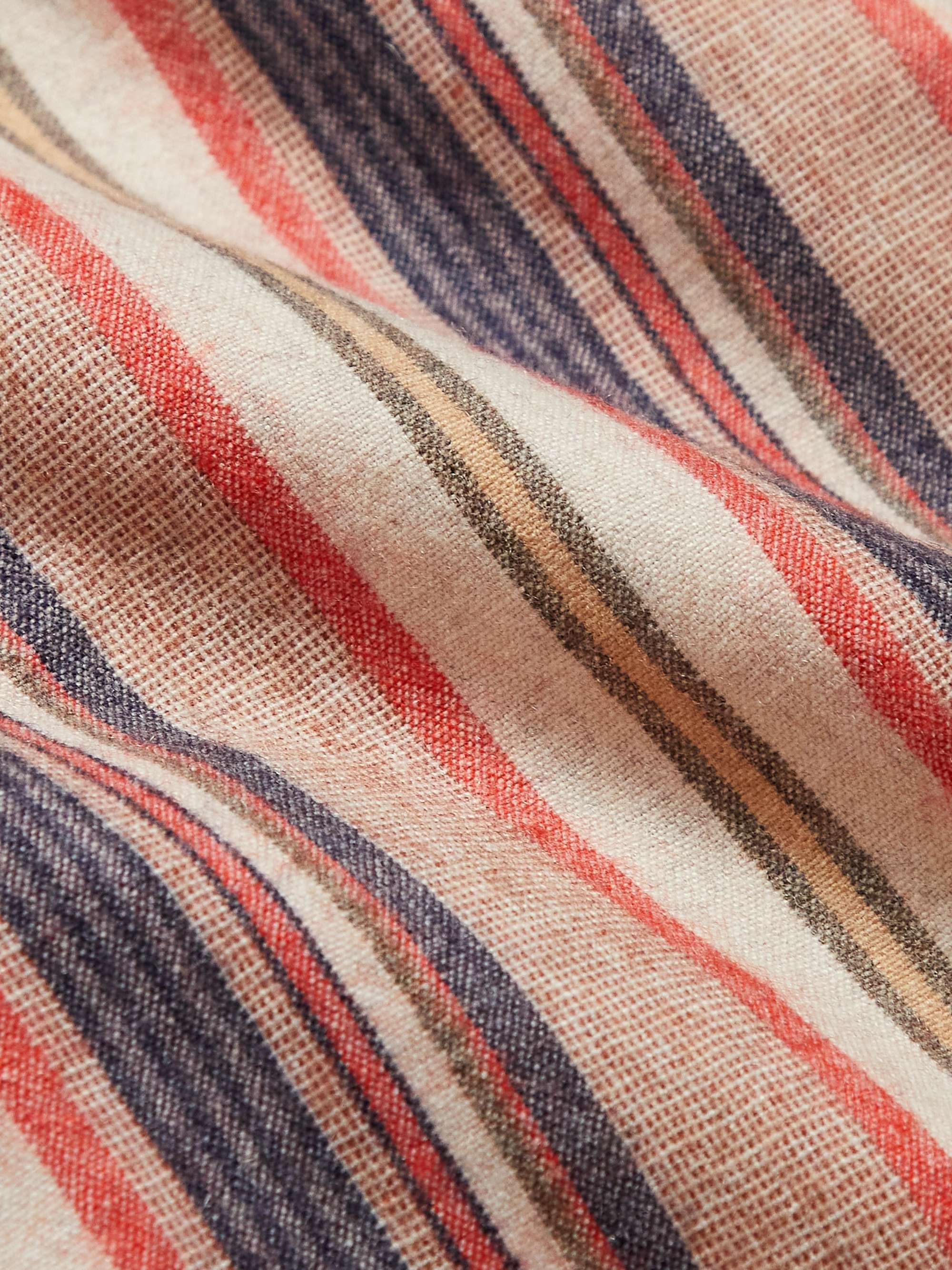 THE ELDER STATESMAN Striped Cashmere-Blend Flannel Shirt